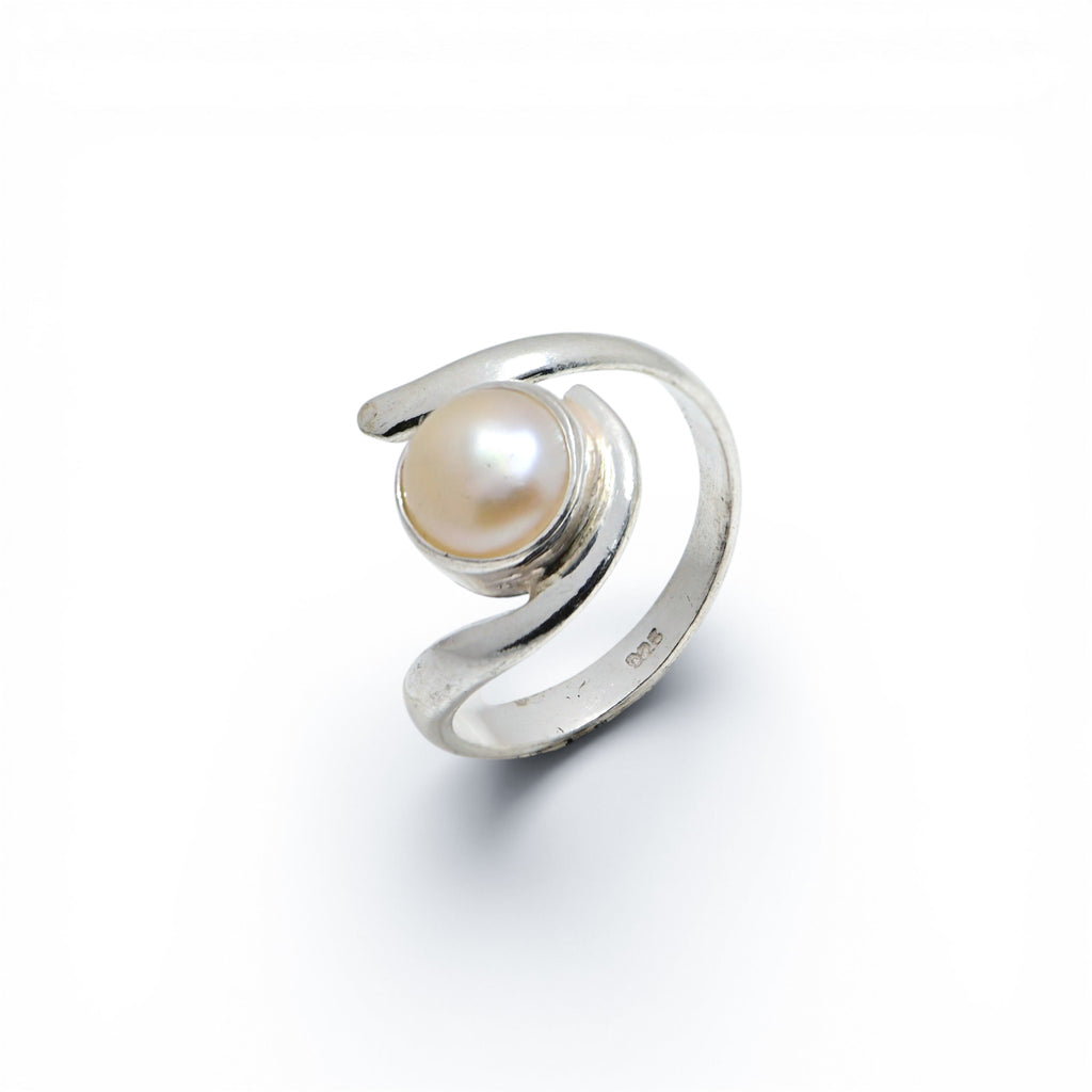 Sterling Silver Pearl Ring, Minimal Chic Everyday Ring