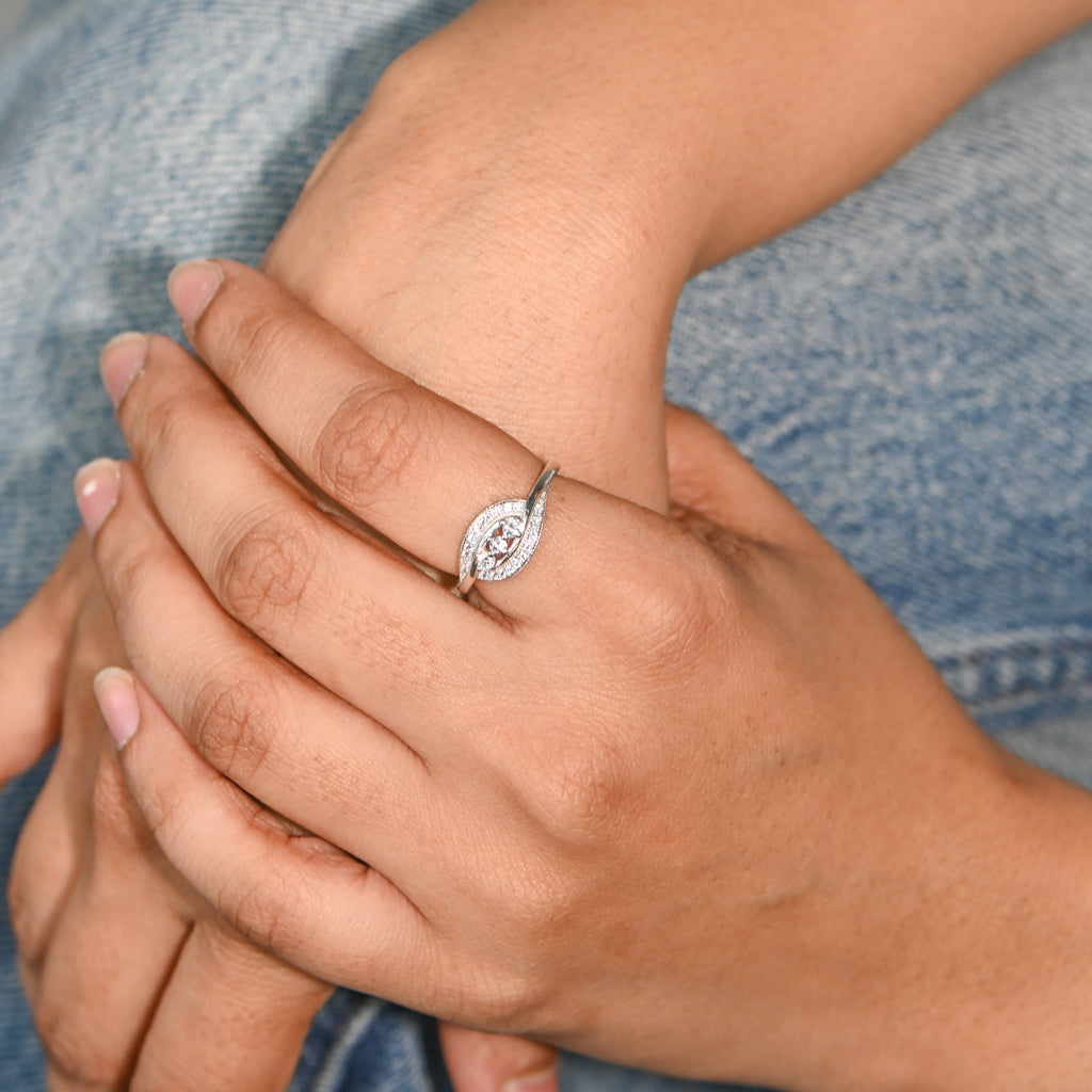 Brilliant 925 Sterling Silver Round Cubic Zirconia Ring | Rhodium Plated