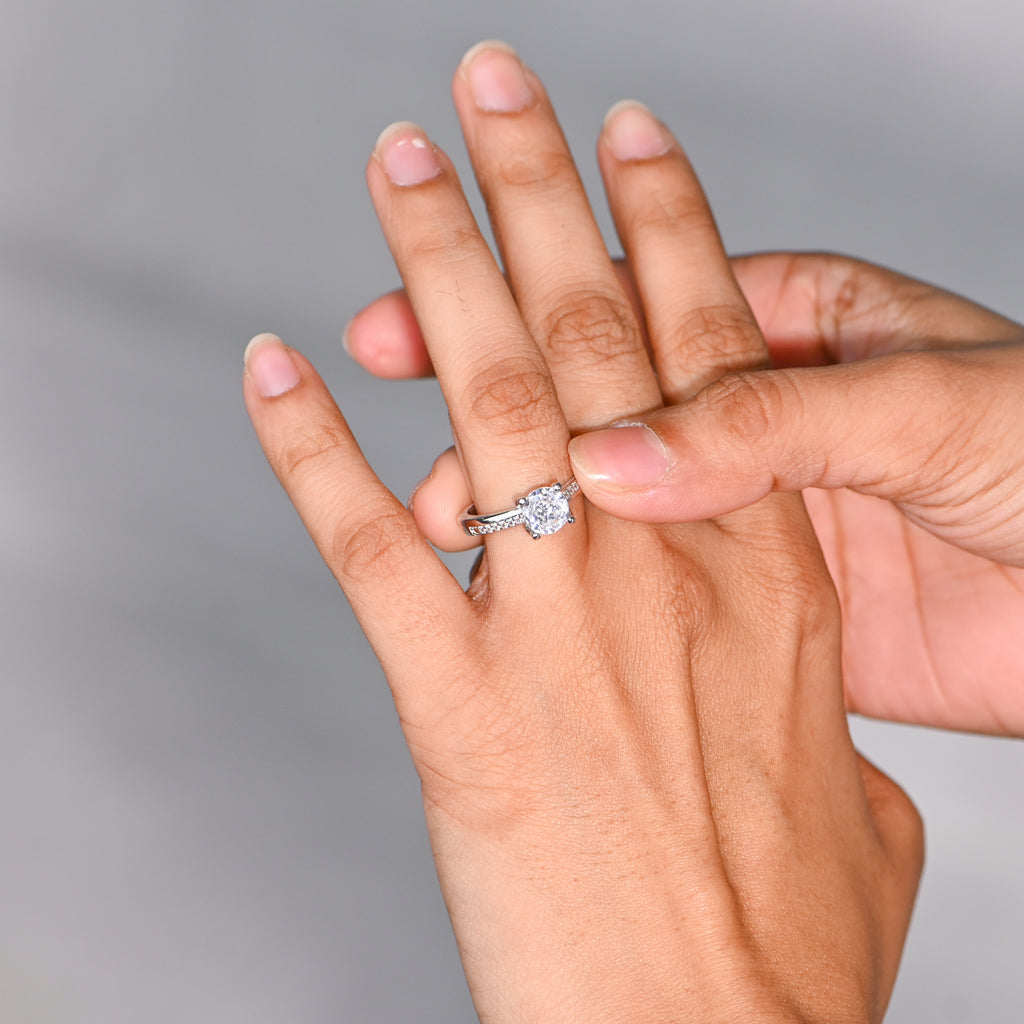 925 Sterling Silver Cubic Zirconia Ring Round Cut CZ Women’s Jewelry Gift for Her