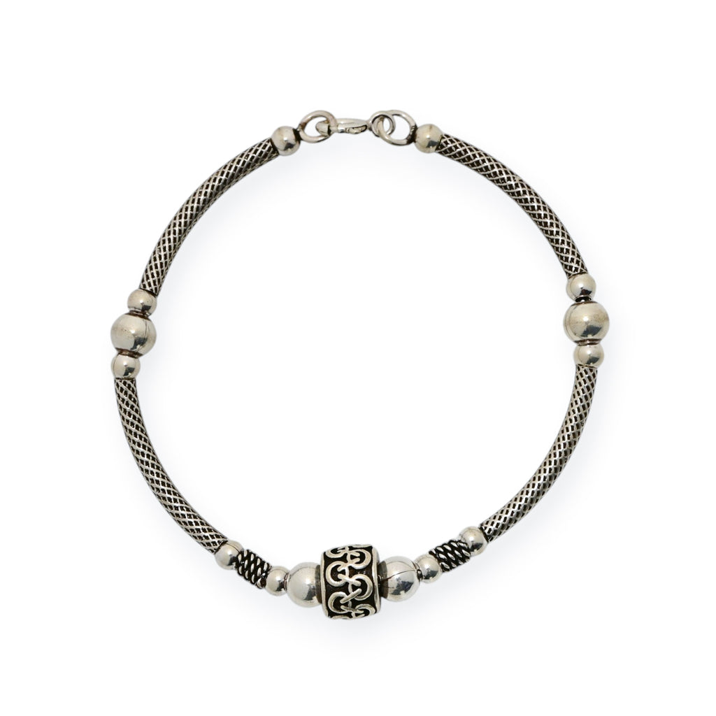 Antique Finish 925 Silver Beaded Bracelet
