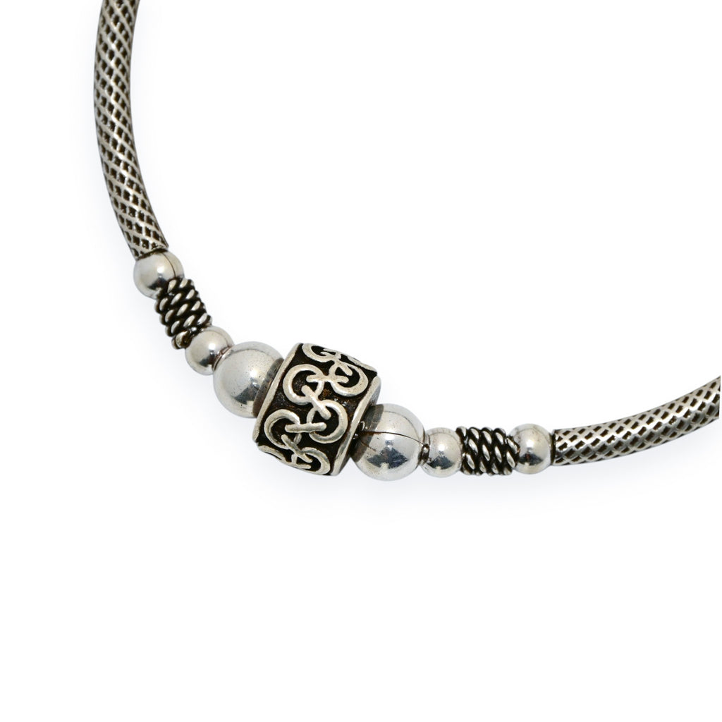 Antique Finish 925 Silver Beaded Bracelet