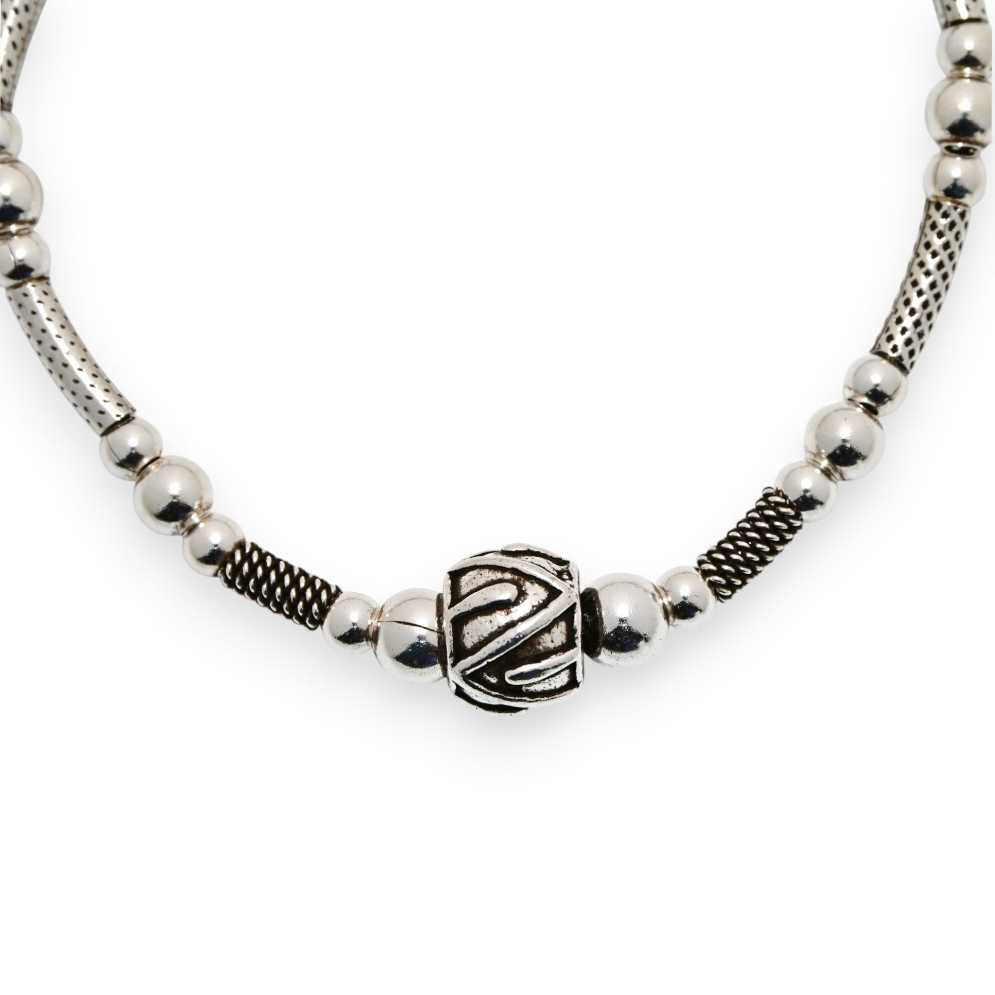 Vintage Style 925 Silver Bead Bracelet Classic Statement Silver Bracelet