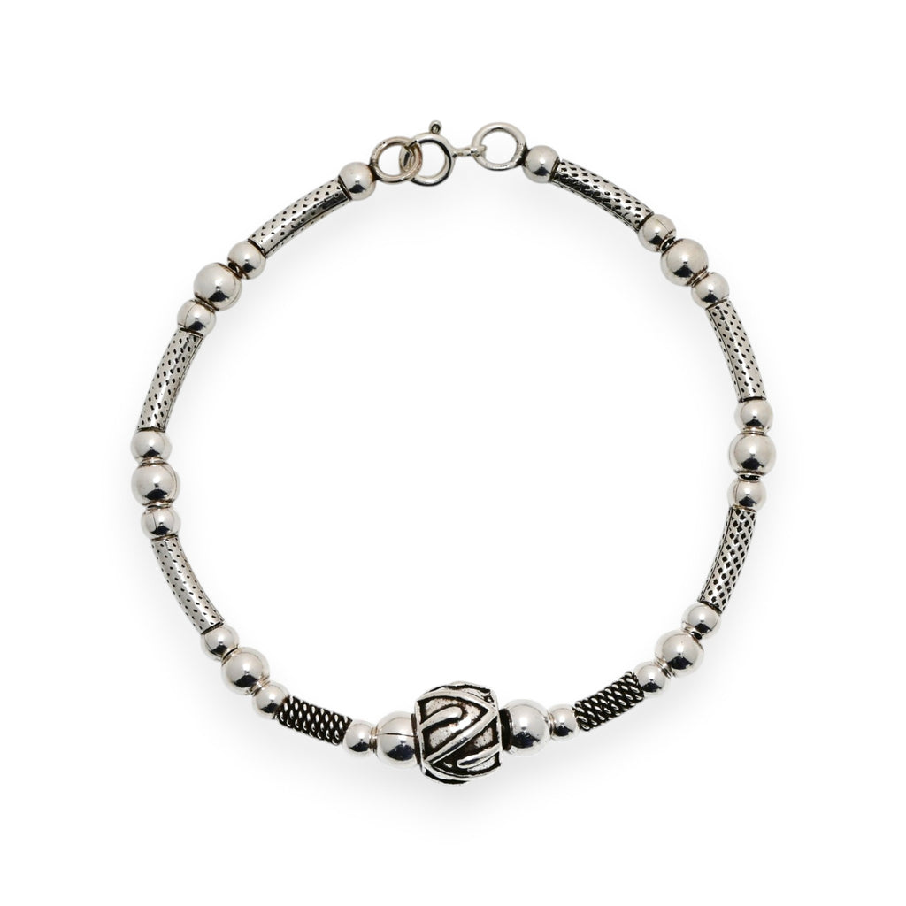 Vintage Style 925 Silver Bead Bracelet Classic Statement Silver Bracelet