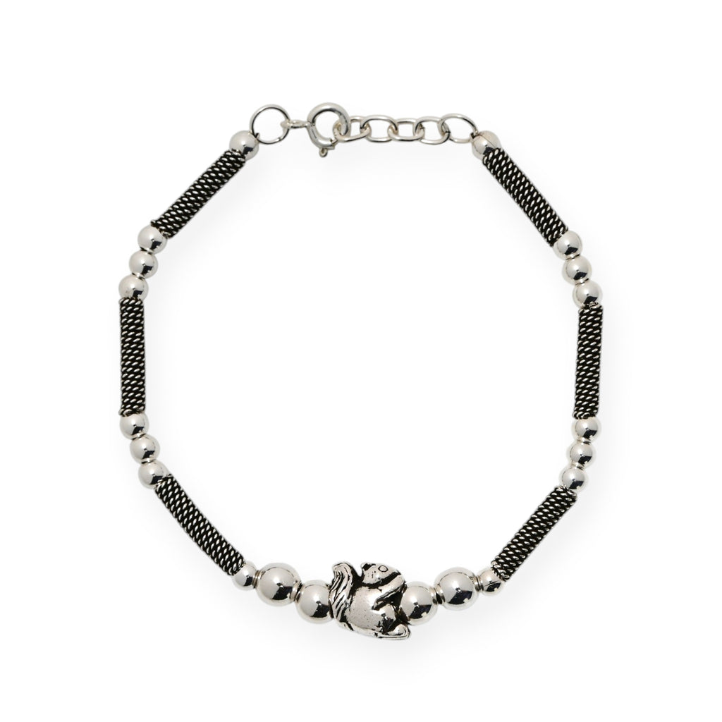 Minimal Turkish Silver Beaded Bracelet, Vintage Oxidized Bead Jewelry