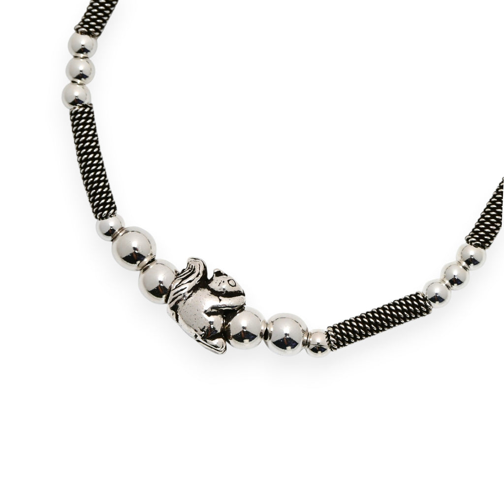 Minimal Turkish Silver Beaded Bracelet, Vintage Oxidized Bead Jewelry