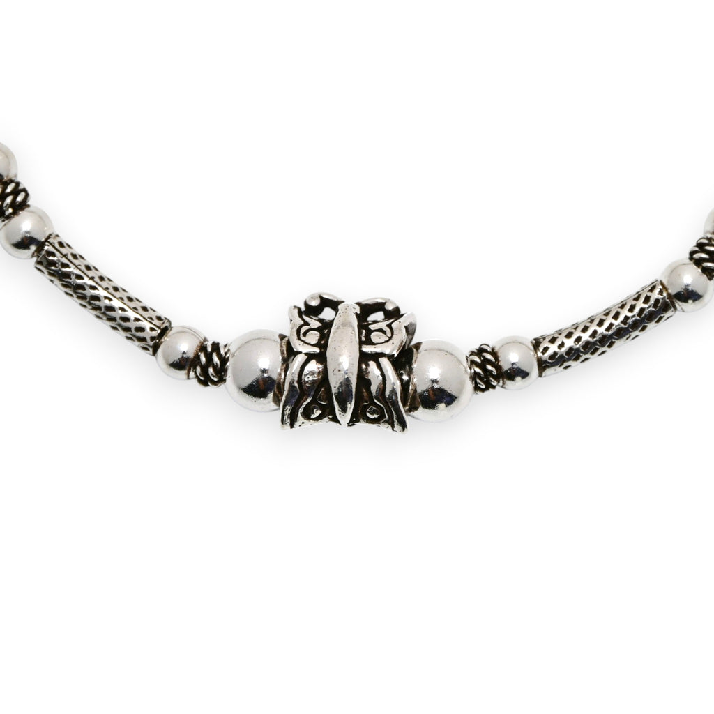 Minimal Turkish Silver Beaded Bracelet Vintage Beaded Bracelet
