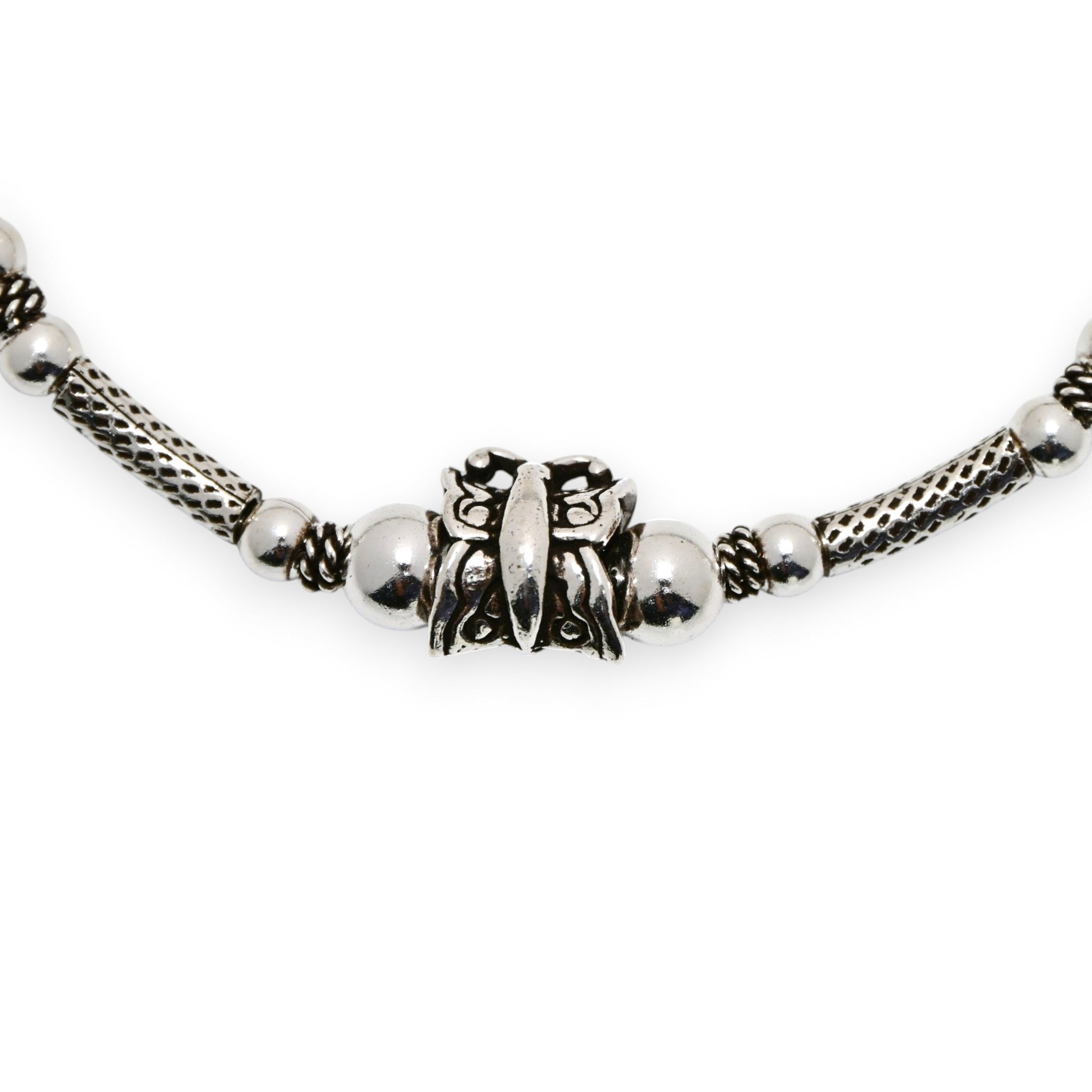 Minimal Turkish Silver Beaded Bracelet Vintage Beaded Bracelet