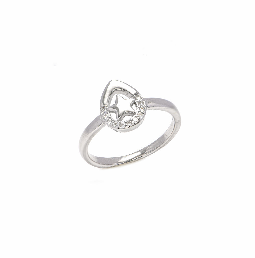 Genuine 925 Sterling Silver Ring with Clear CZ Stone Birthstone Handmade Ring