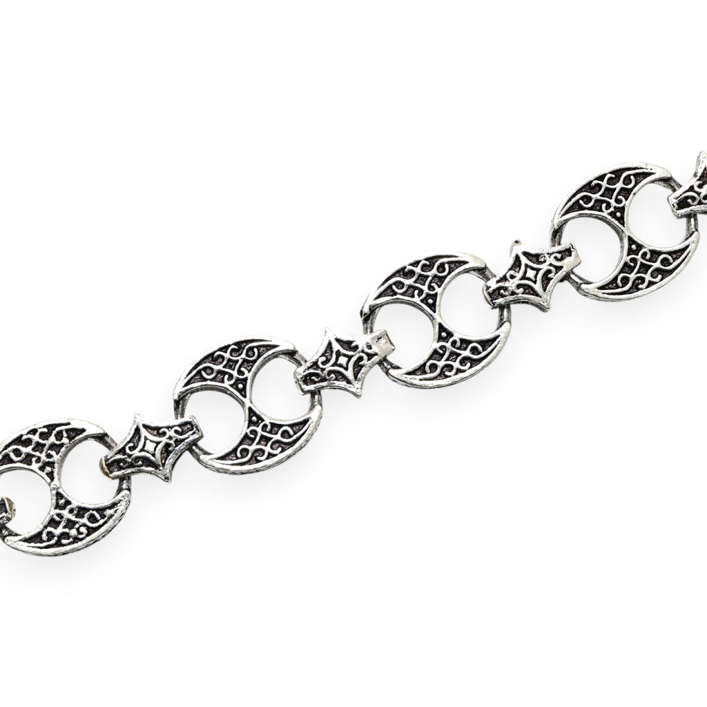 Bohemian Sterling Silver Link Bracelet Antique Style Handmade Chain Jewelry