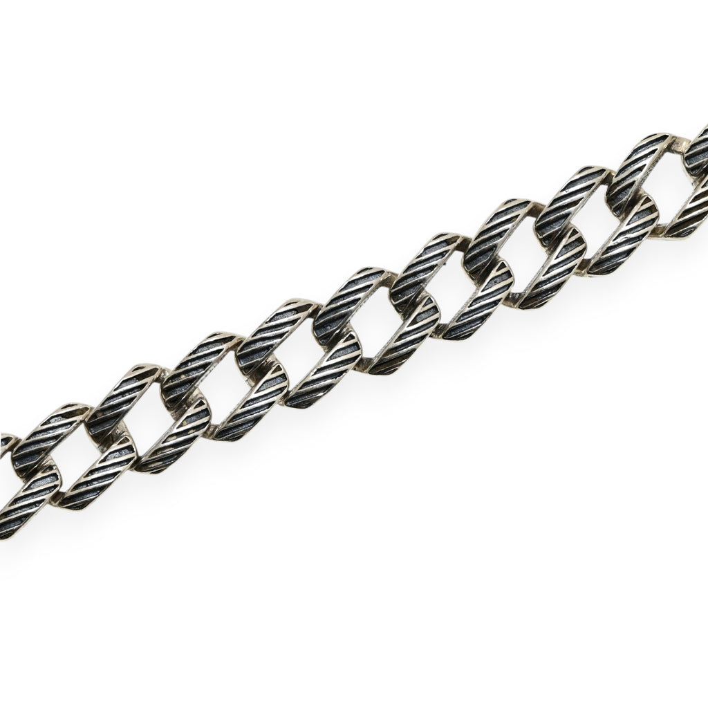 Sterling Silver Vintage Chain Bracelet Unique Link Pattern Ethnic Statement Jewelry