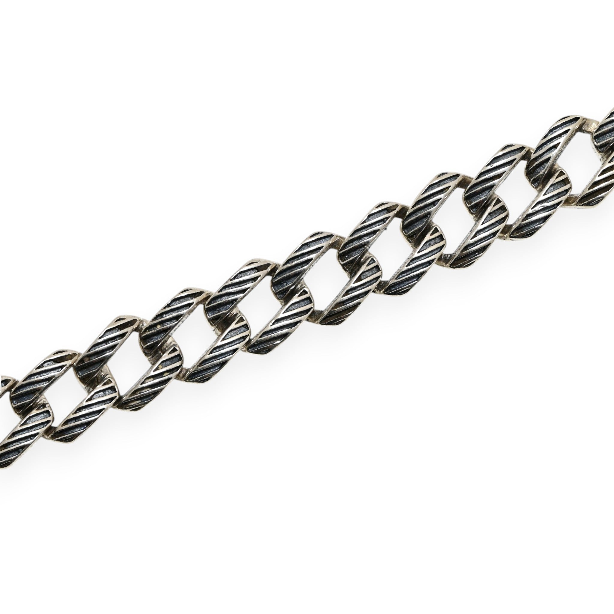 Sterling Silver Vintage Chain Bracelet Unique Link Pattern Ethnic Statement Jewelry