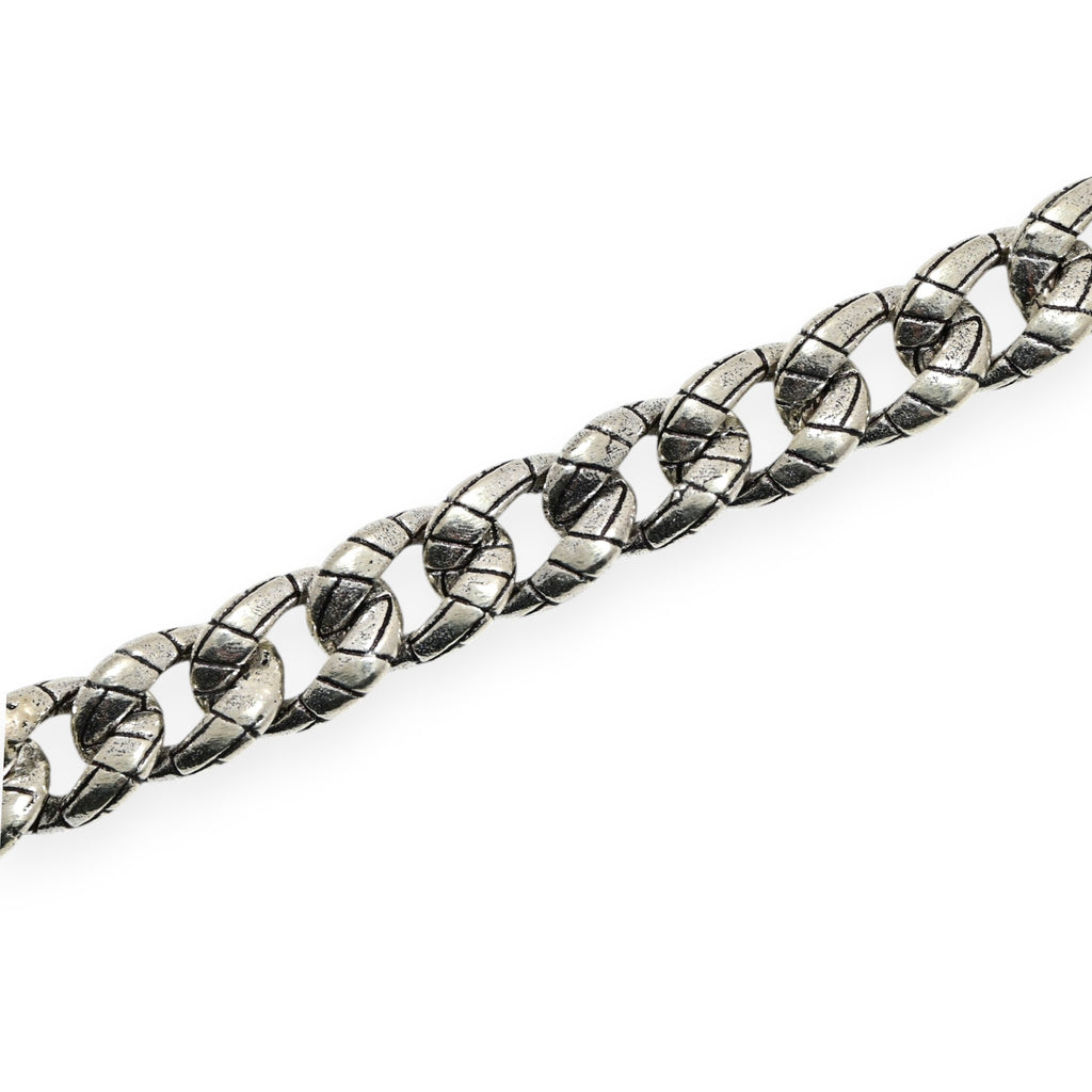 Antique Silver Chain Bracelet Handmade Link Design Tribal Boho Jewelry Gift for Him