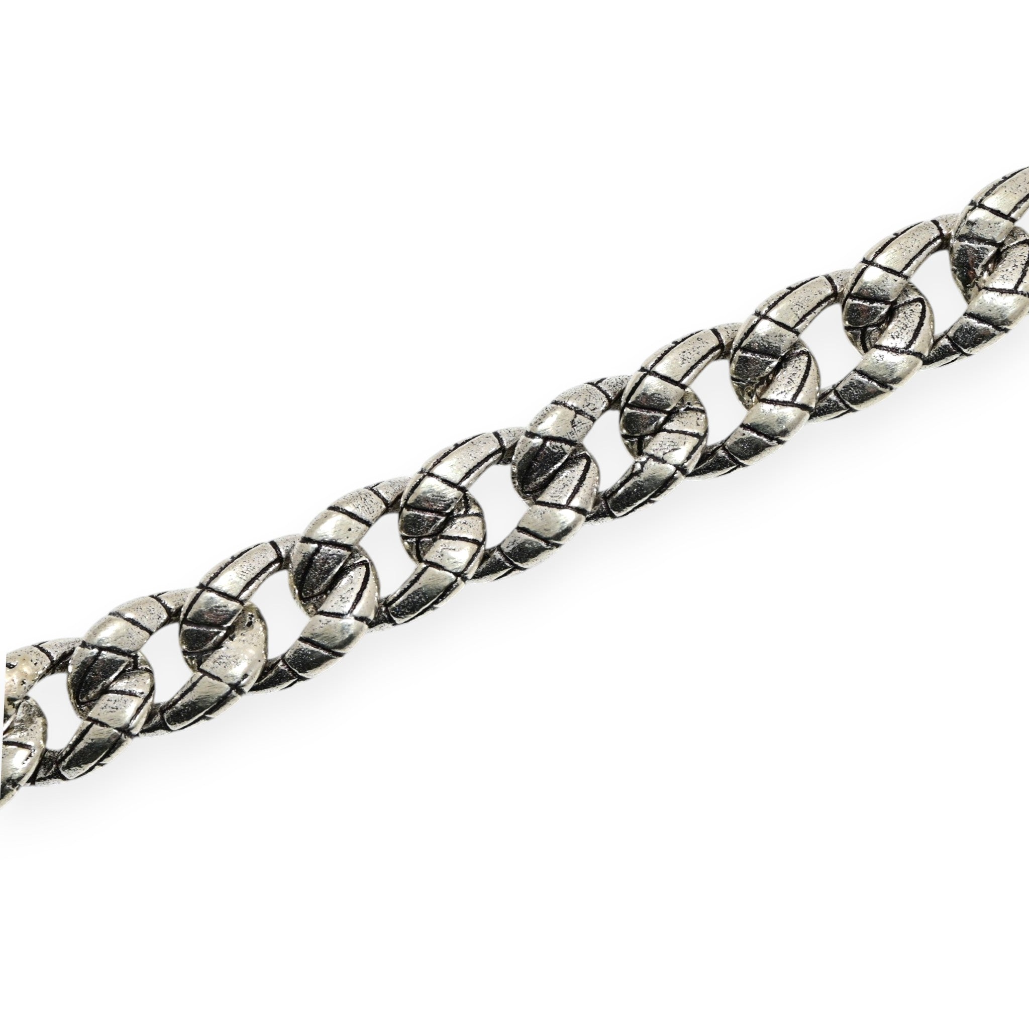 Antique Silver Chain Bracelet Handmade Link Design Tribal Boho Jewelry Gift for Him