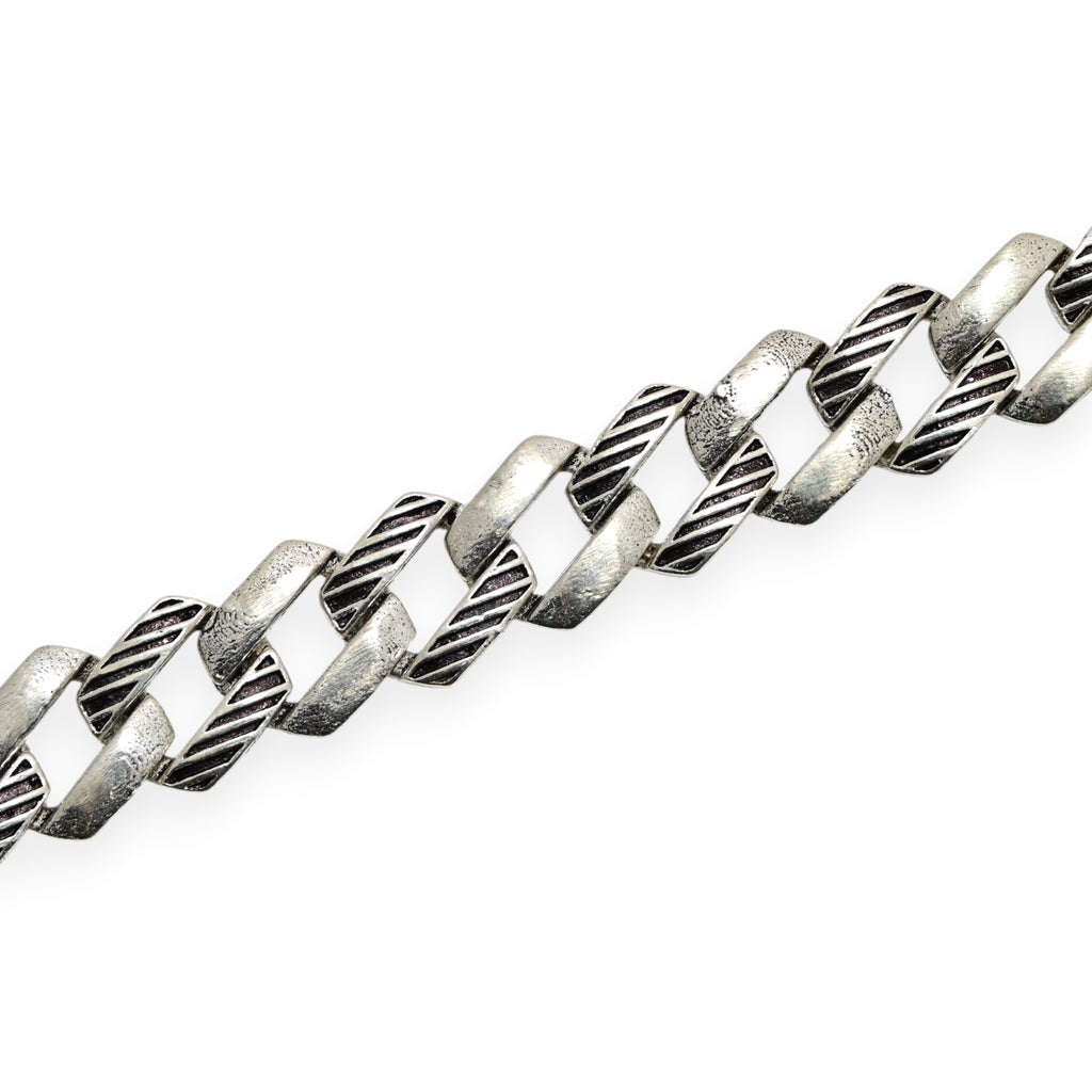 Vintage Silver Link Bracelet Handmade Boho Tribal Gift for Him