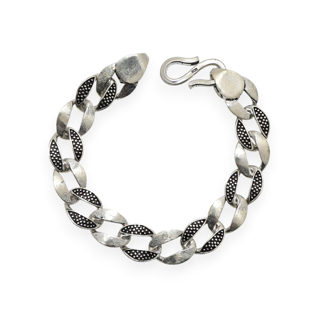 Boho Tribal Silver Chain Bracelet Vintage Handmade for Men