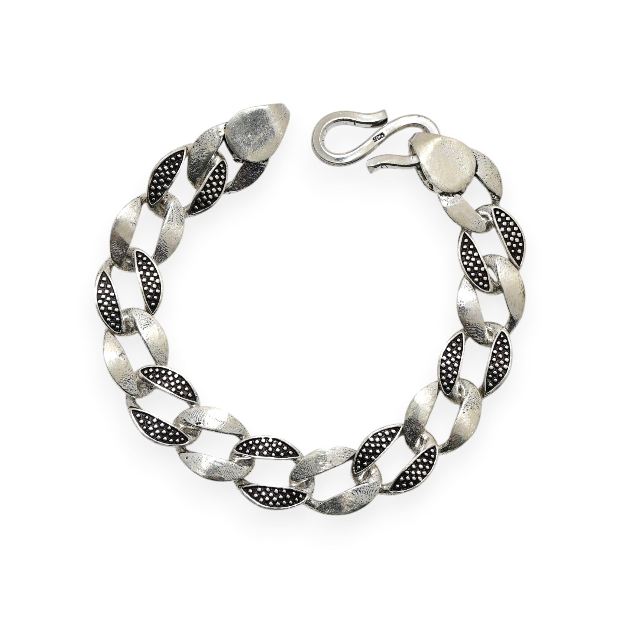 Boho Tribal Silver Chain Bracelet Vintage Handmade for Men