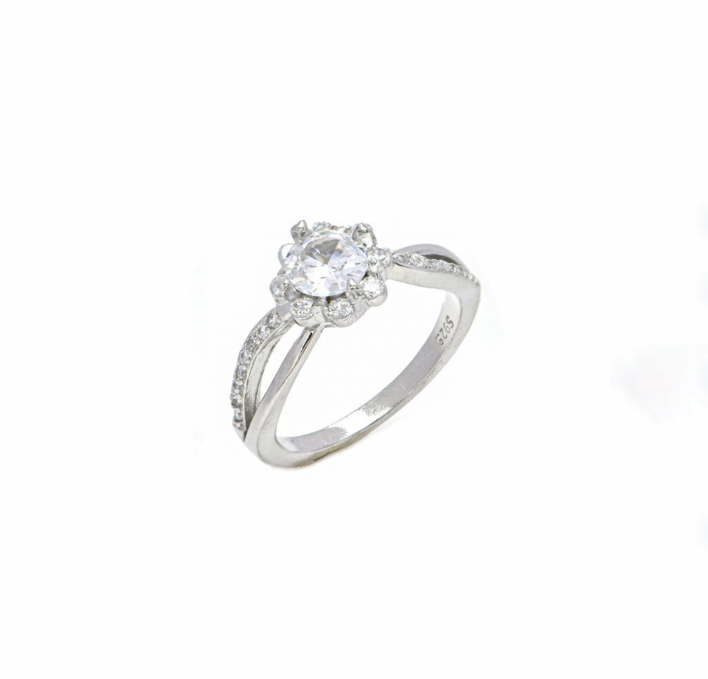 Premium 925 Sterling Silver Ring with Sparkling Round CZ Minimal Ring