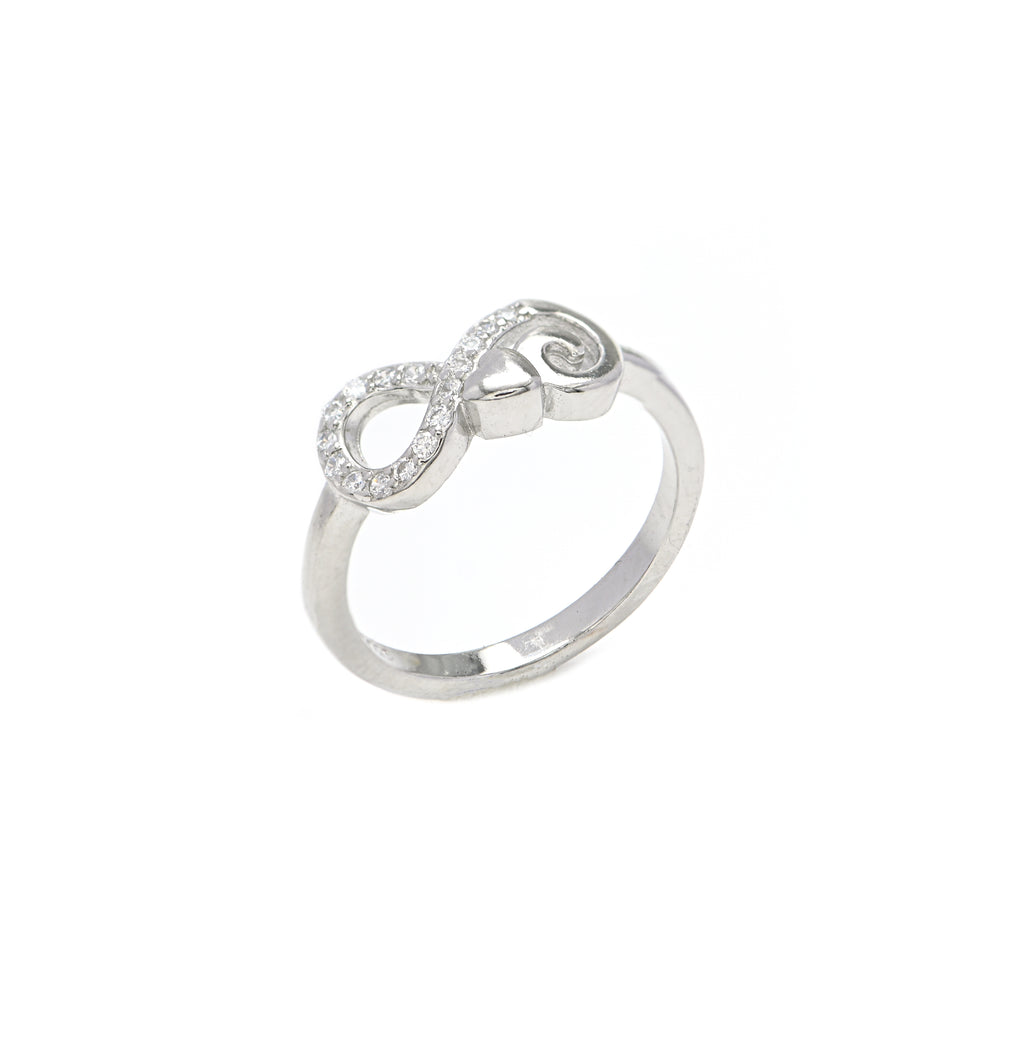 Hypoallergenic 925 Sterling Silver Infinity Ring with Cubic Zirconia