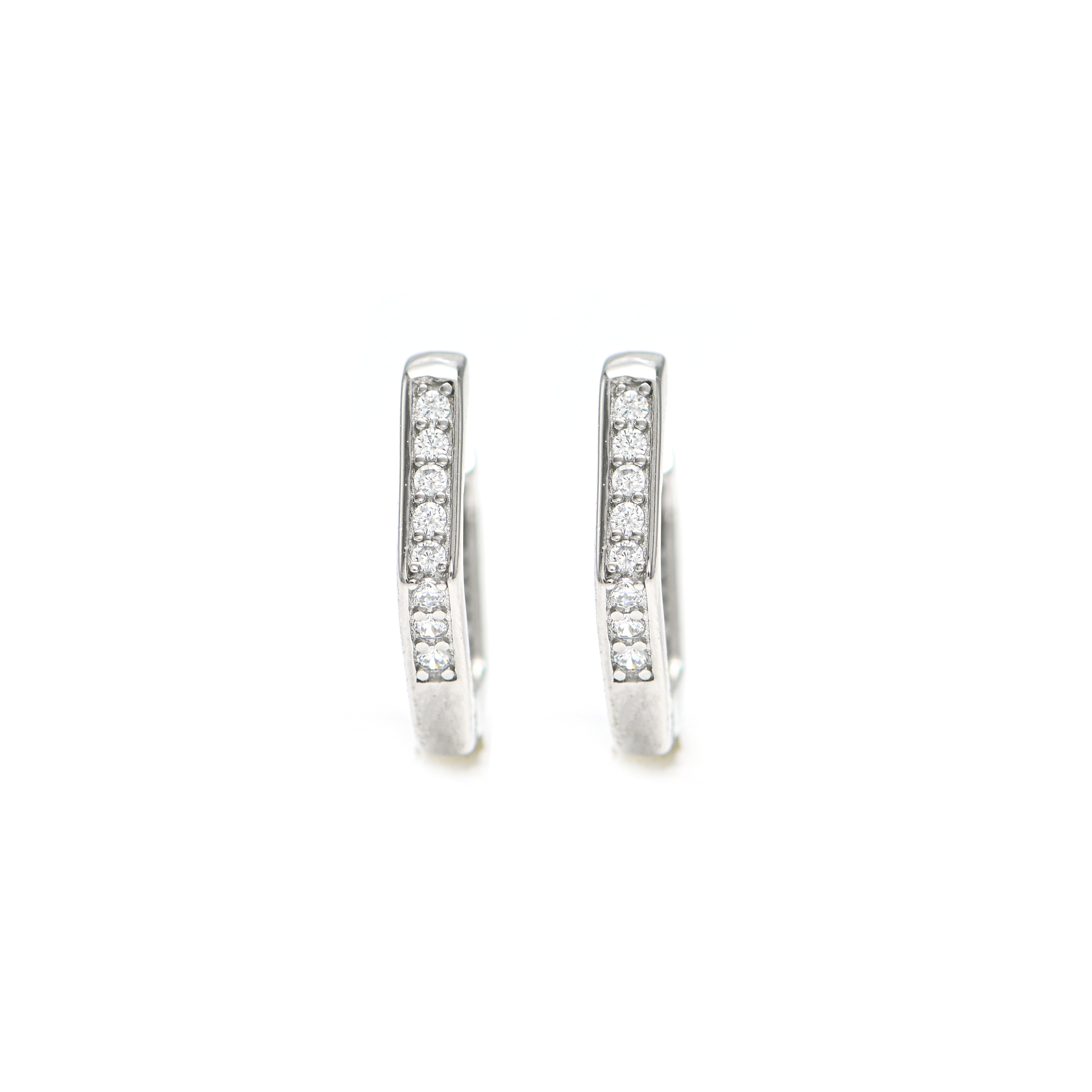 Dainty CZ Huggie Hoop Earrings: Sterling Silver Everyday Wear Small Earring