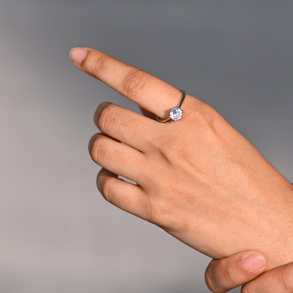 Beautiful 925 Sterling Silver Cubic Zirconia Ring Round Cut CZ Women’s Jewelry