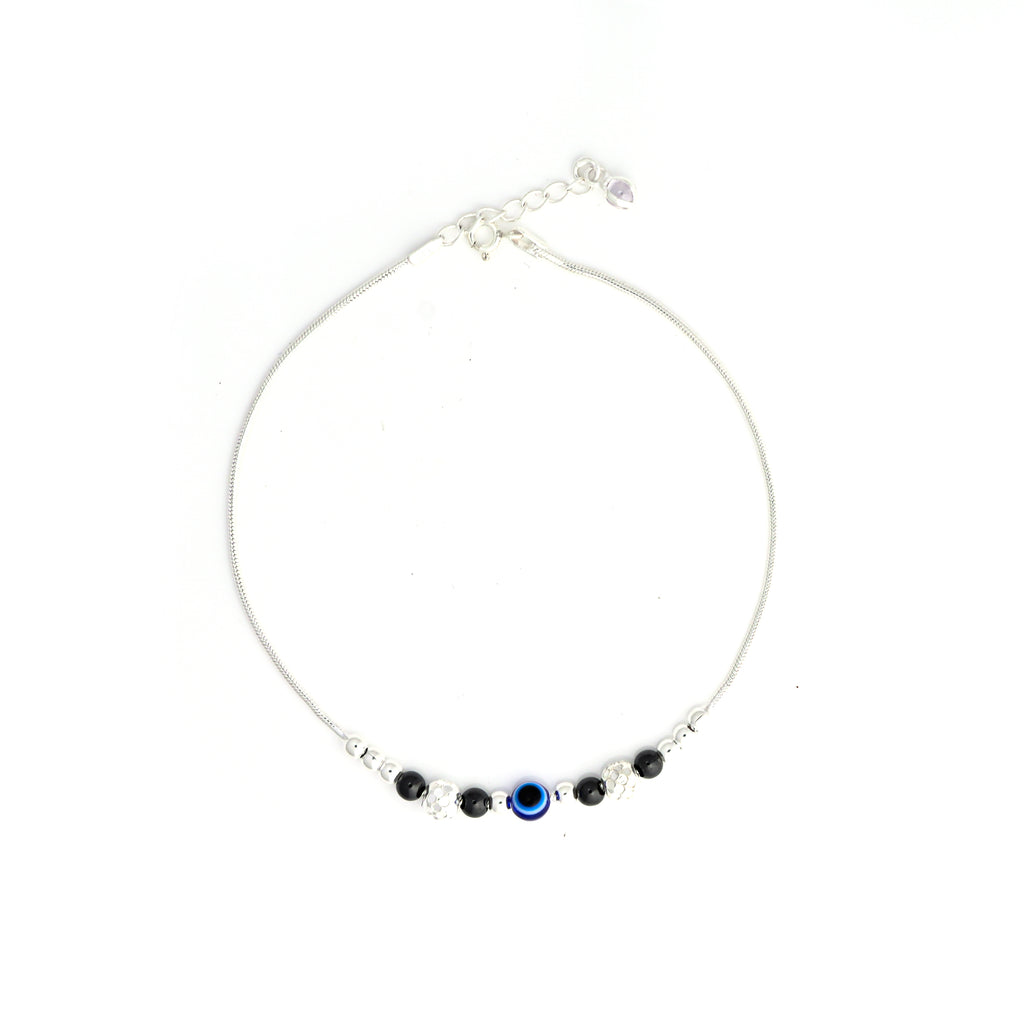 925 Sterling Silver Evil Eye Beaded Anklet For Women | Charm Minimal Anklet