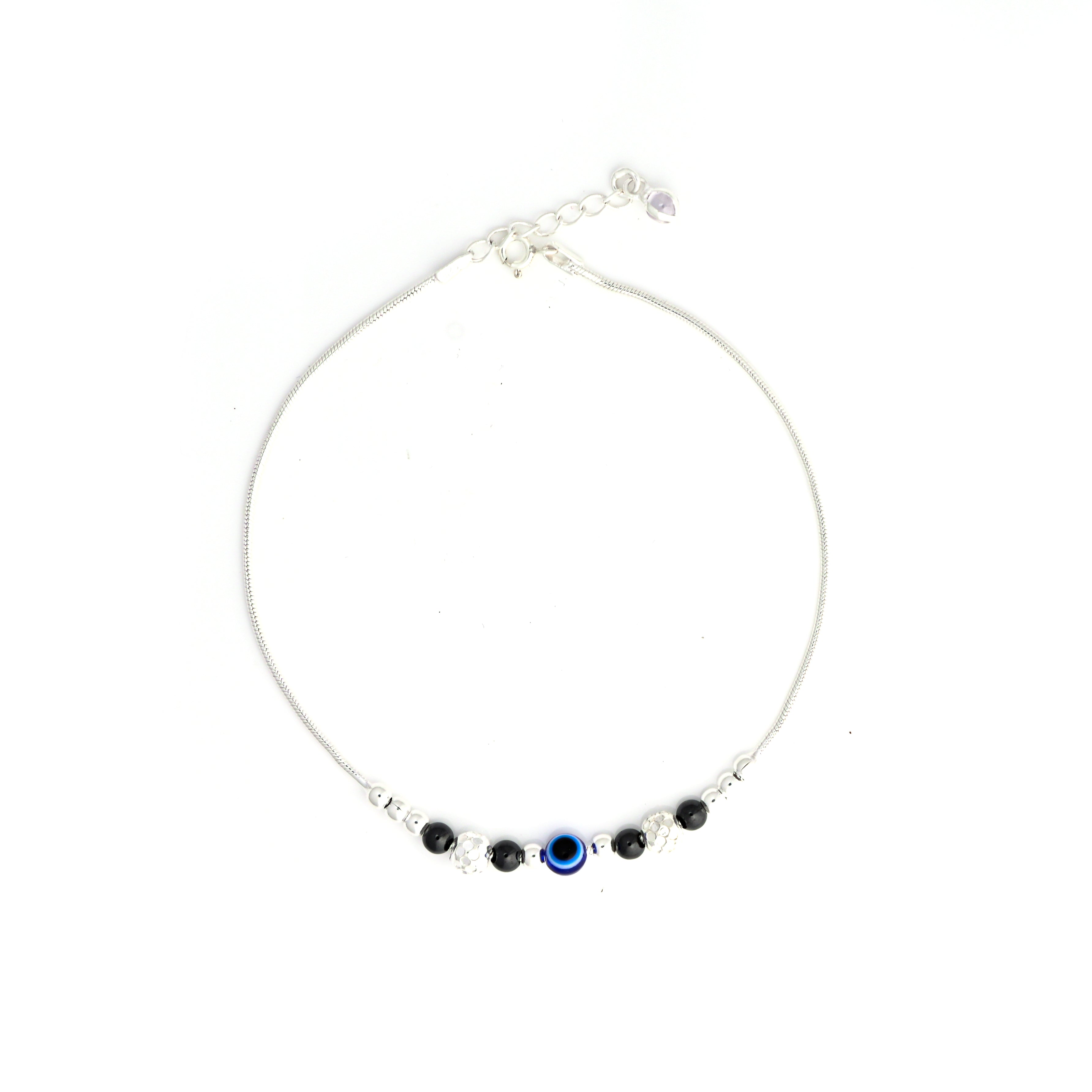 925 Sterling Silver Evil Eye Beaded Anklet For Women | Charm Minimal Anklet