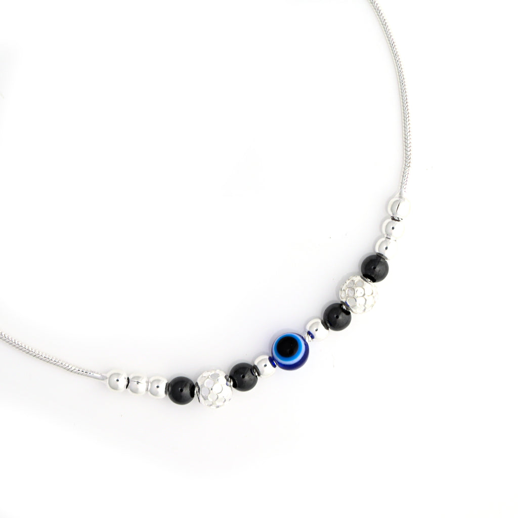 925 Sterling Silver Evil Eye Beaded Anklet For Women | Charm Minimal Anklet