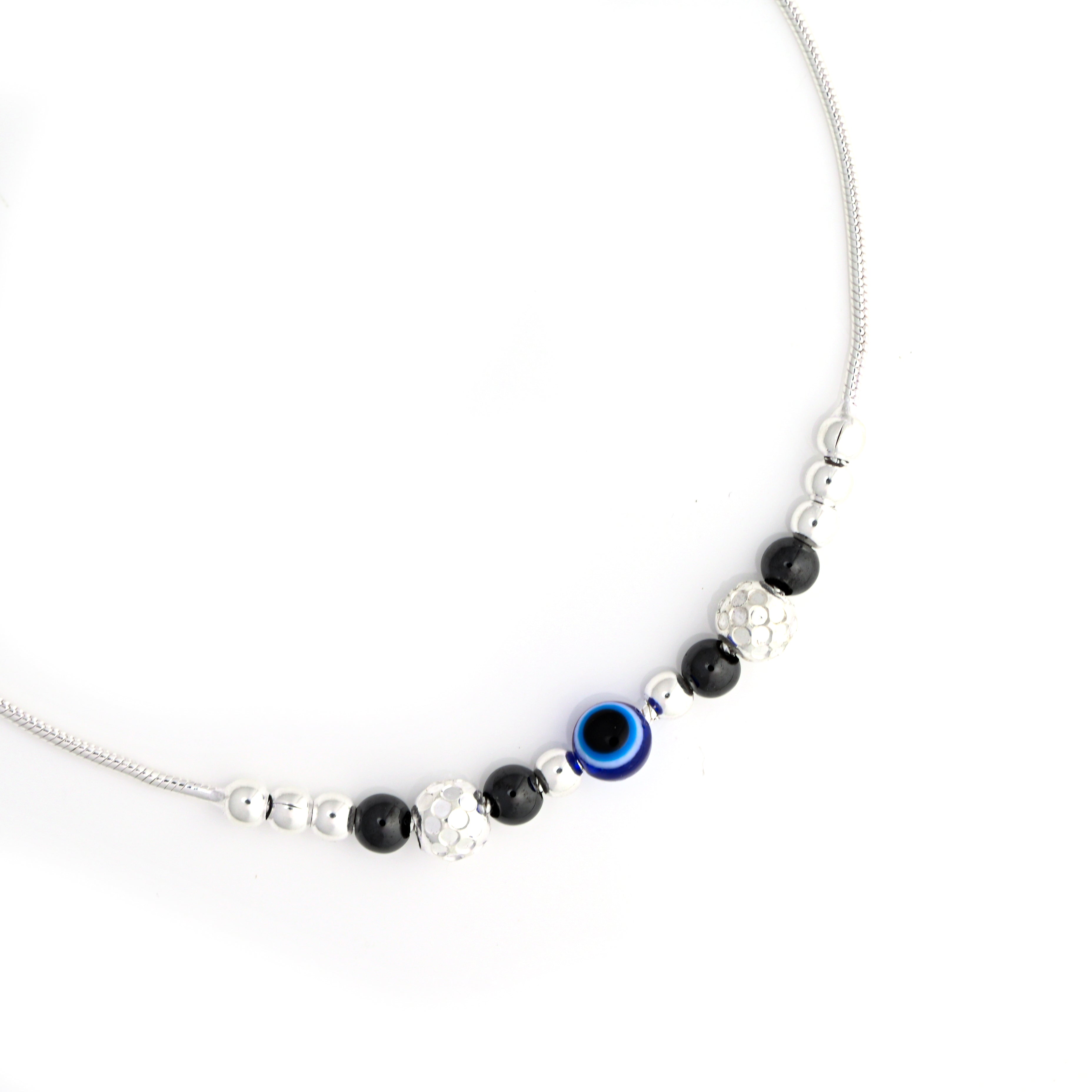 925 Sterling Silver Evil Eye Beaded Anklet For Women | Charm Minimal Anklet