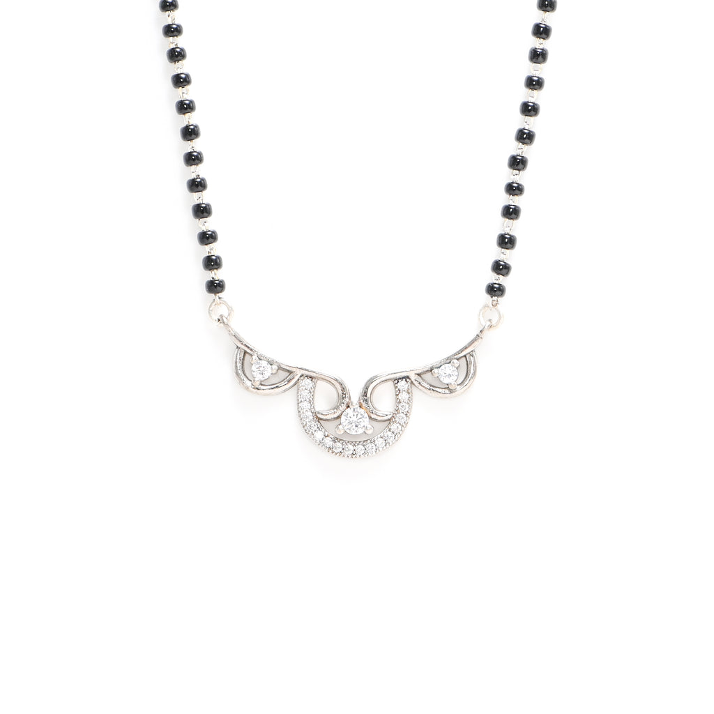 925 Silver Rhodium Finish CZ Mangalsutra Everyday Wear
