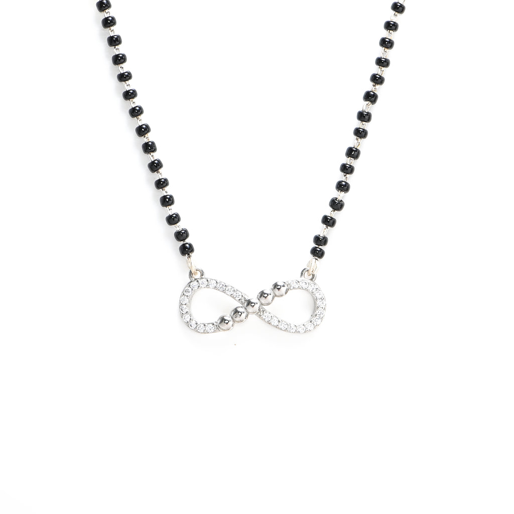 Rhodium Finish 925 Sterling Silver CZ Mangalsutra