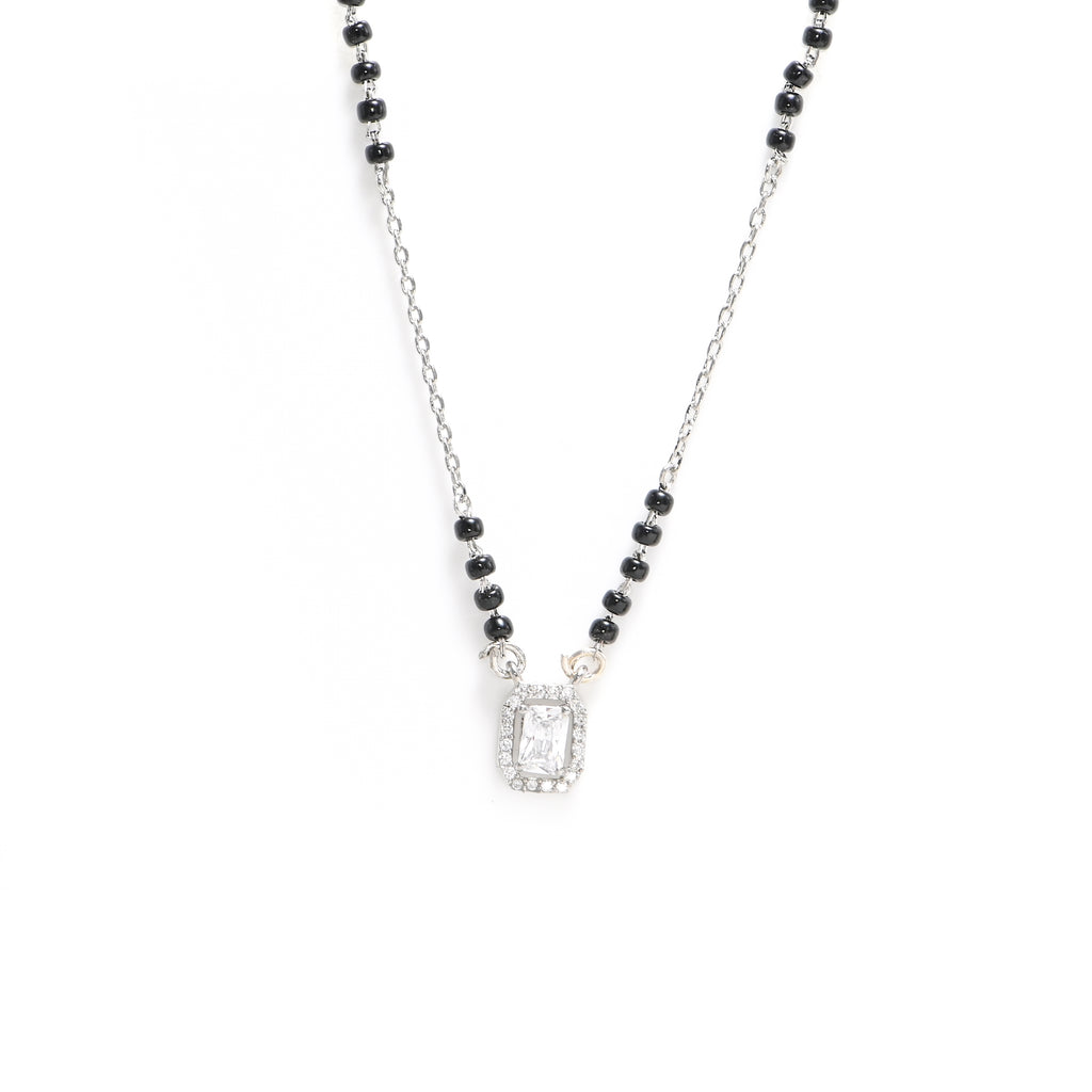 Elegant Round Brilliant CZ Silver Mangalsutra