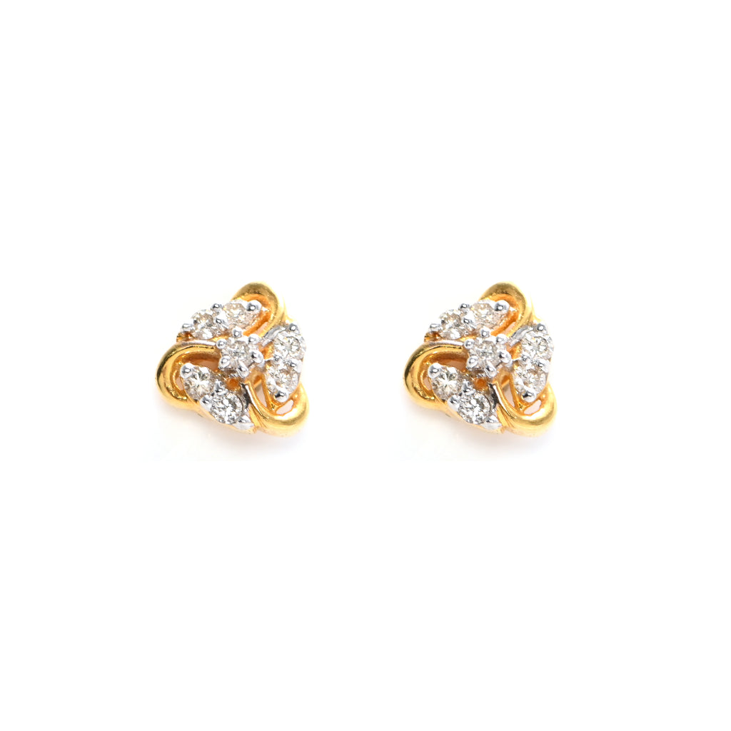 Modern 18KT Gold Diamond Earrings with Round Brilliant Craftsmanship