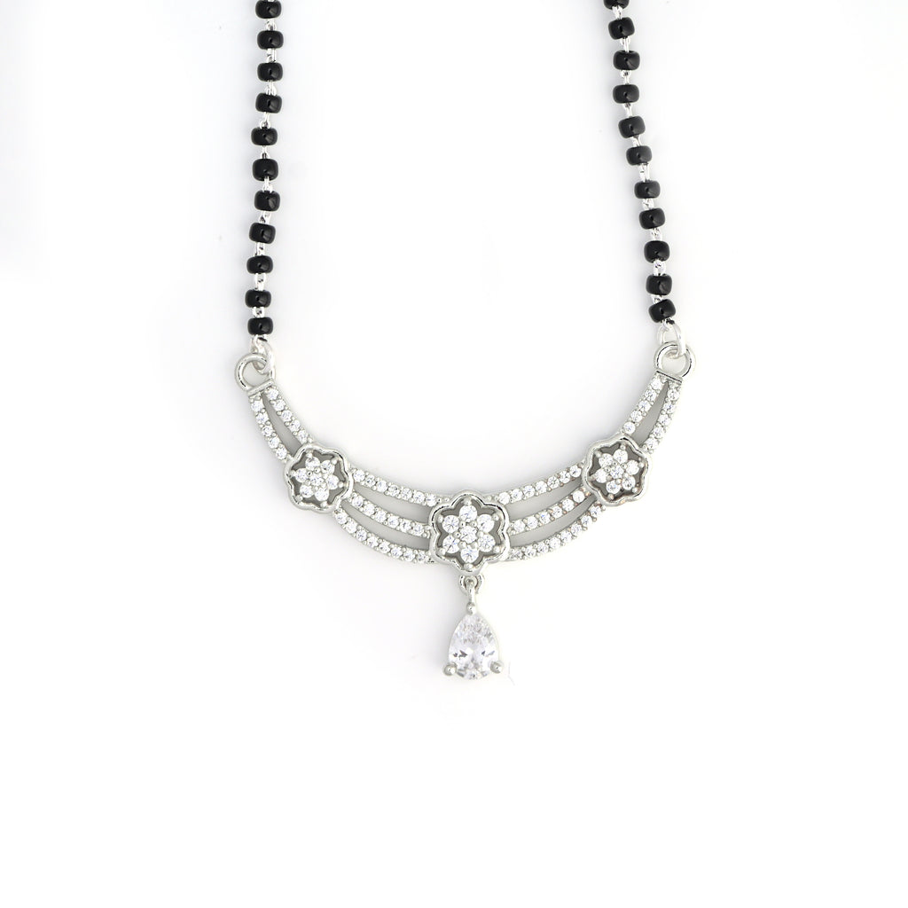 925 Sterling Silver Mangalsutra | Round Brilliant Cubic Zirconia Pendant