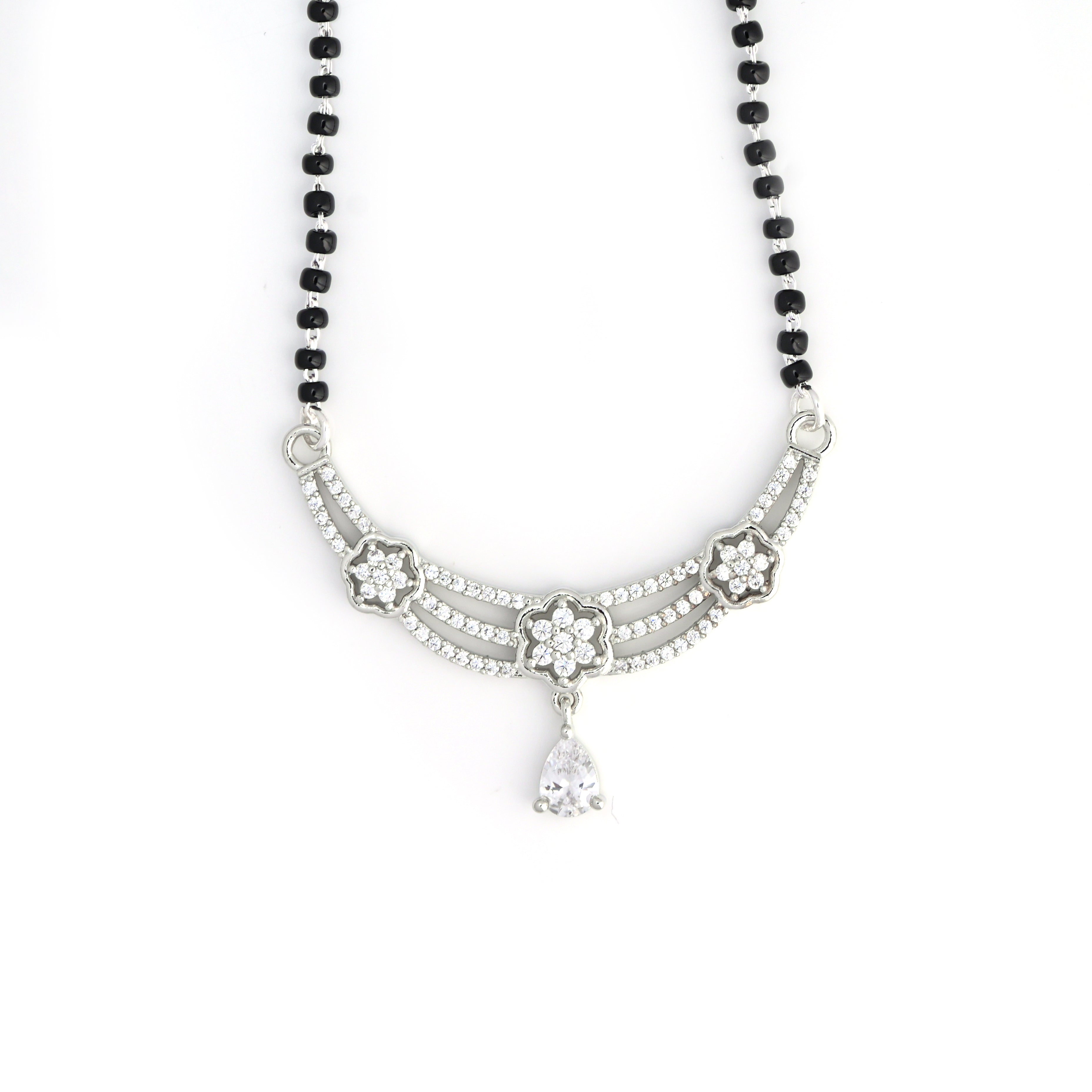 925 Sterling Silver Mangalsutra | Round Brilliant Cubic Zirconia Pendant