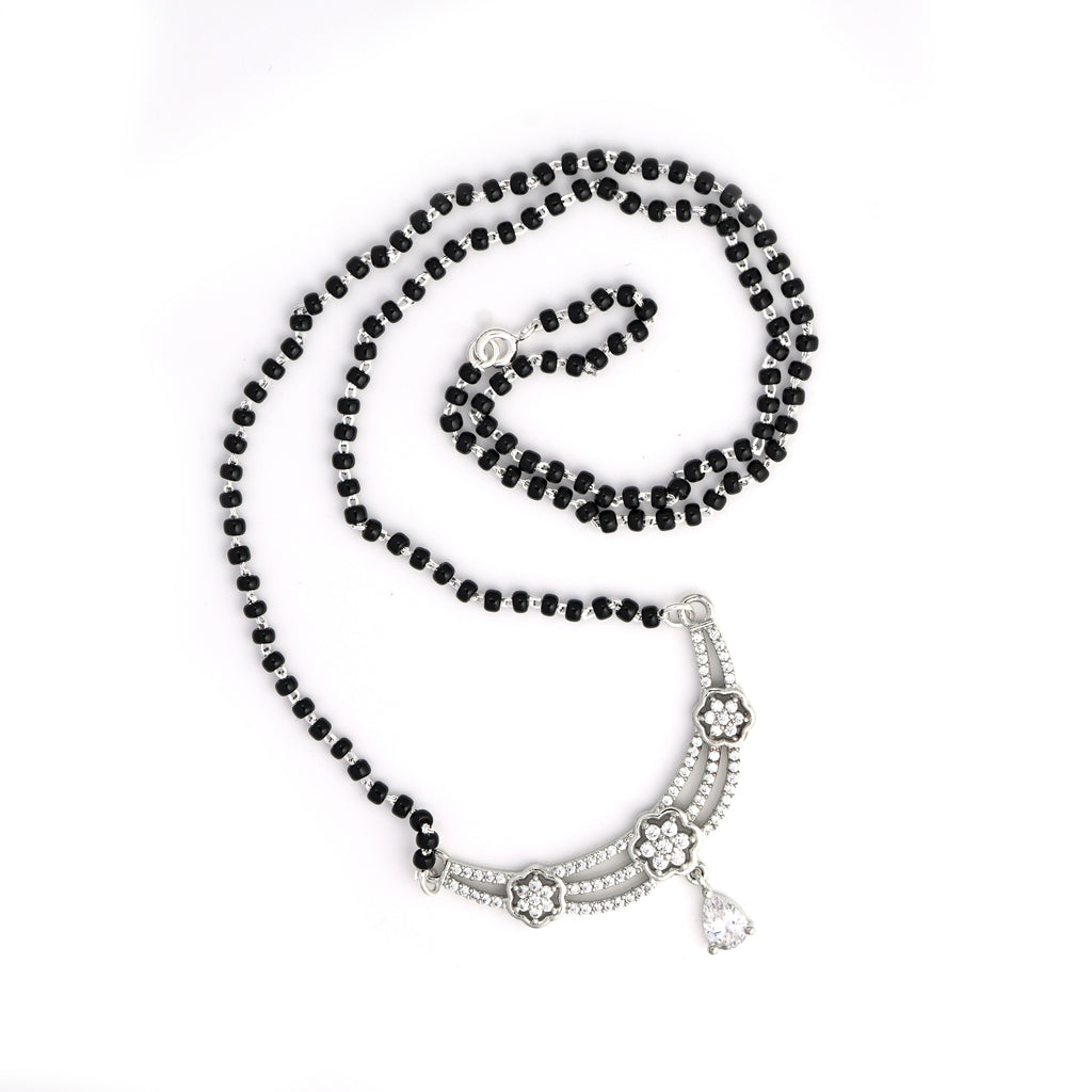 925 Sterling Silver Mangalsutra | Round Brilliant Cubic Zirconia Pendant