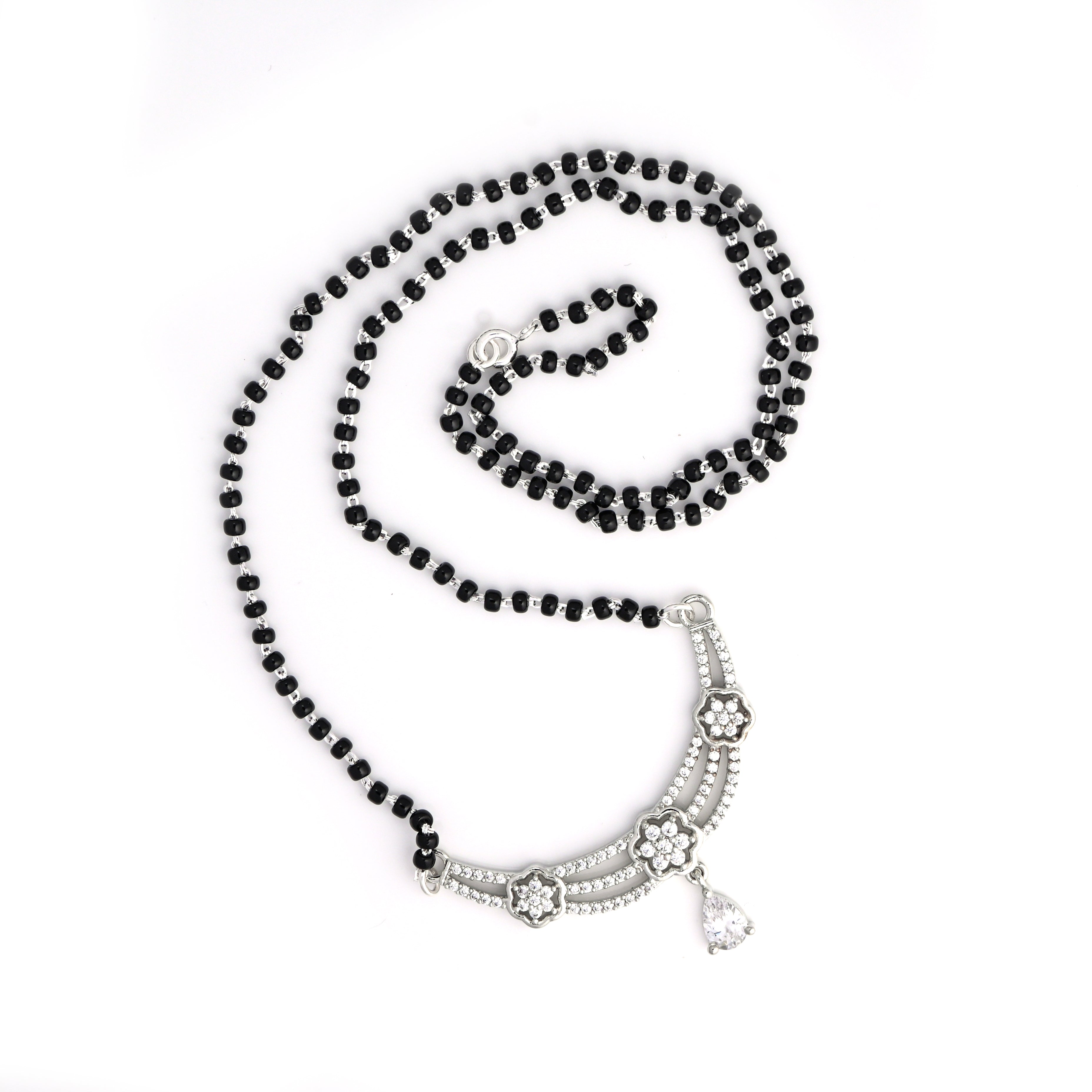 925 Sterling Silver Mangalsutra | Round Brilliant Cubic Zirconia Pendant