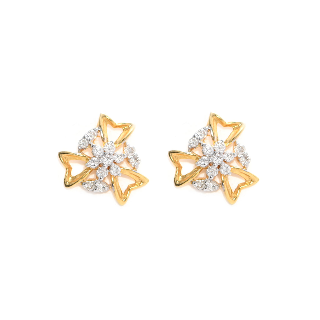 Elegant 18KT Gold Diamond Earrings with Round Brilliant Cut