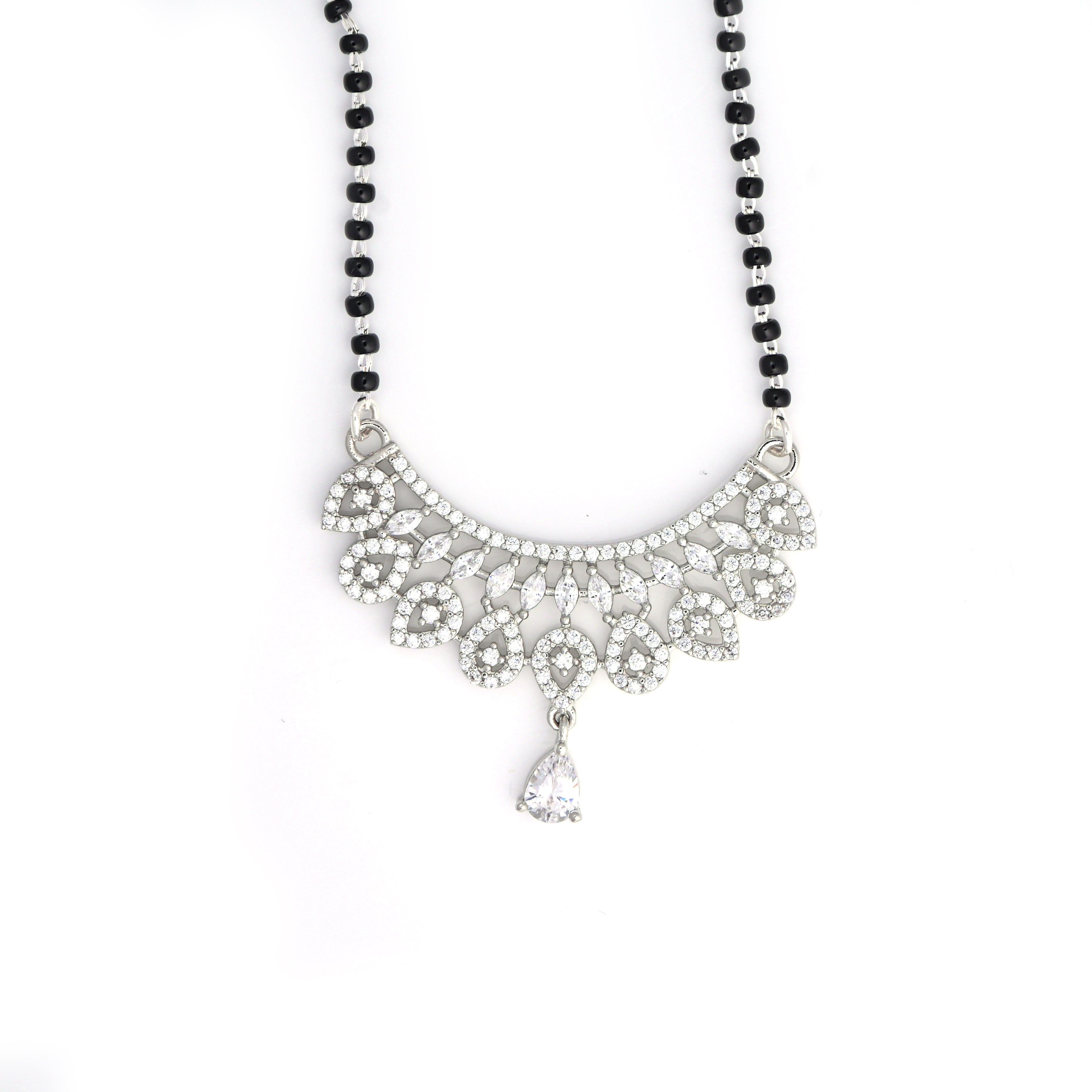 925 Sterling Silver Mangalsutra Necklace | Cubic Zirconia Pendant