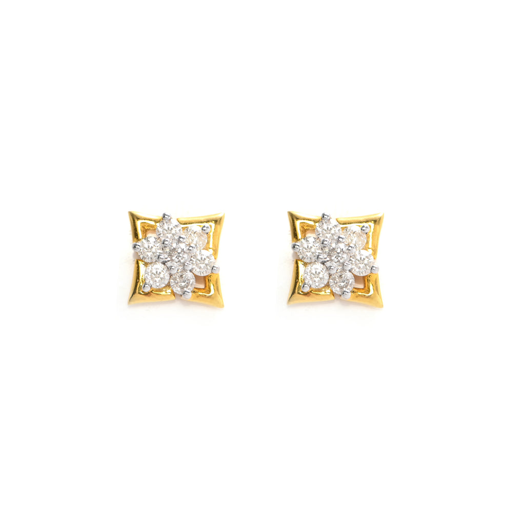 18KT Hallmark Gold Earrings with IGI Certified Round Brilliant Diamonds & Rhodium Finish