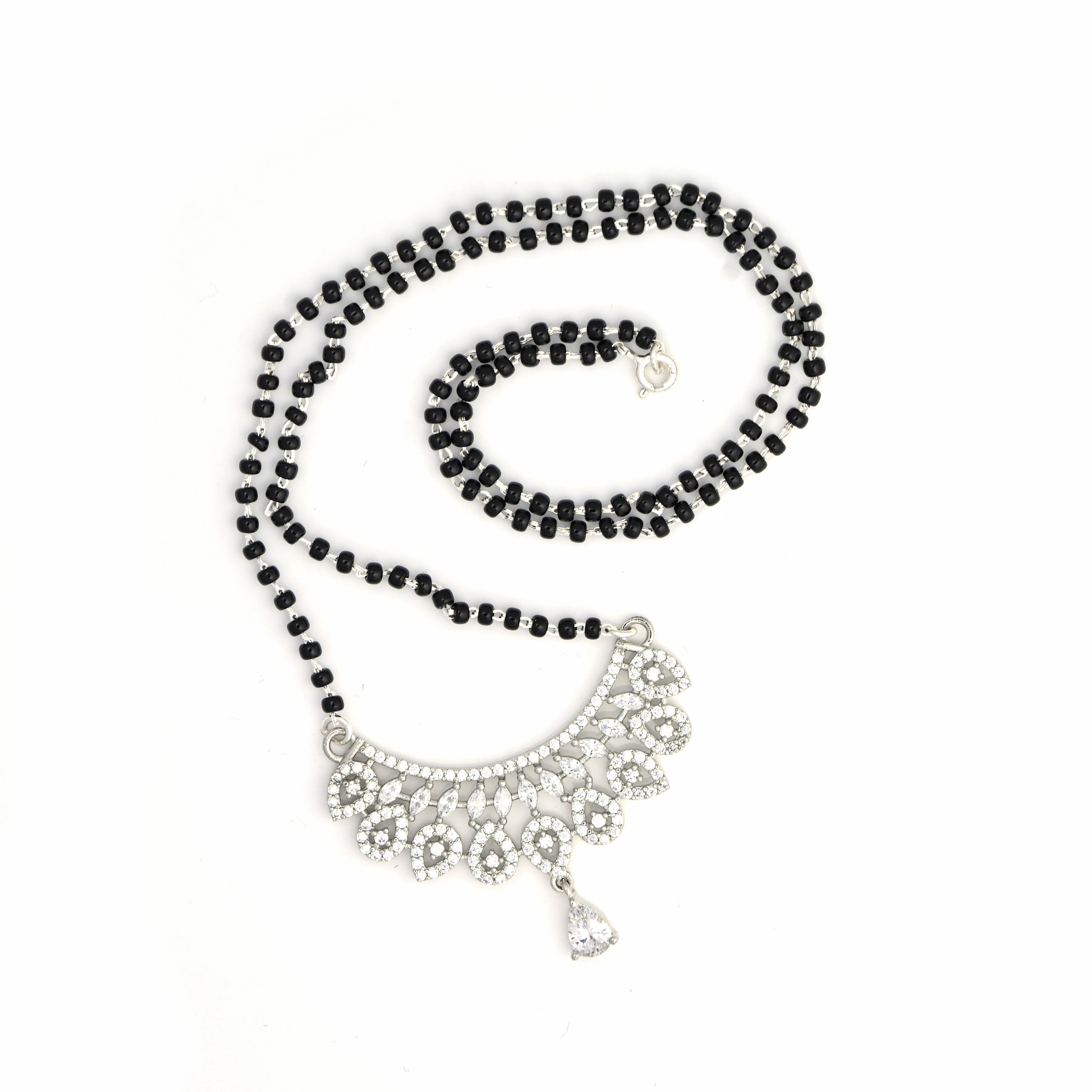 925 Sterling Silver Mangalsutra Necklace | Cubic Zirconia Pendant
