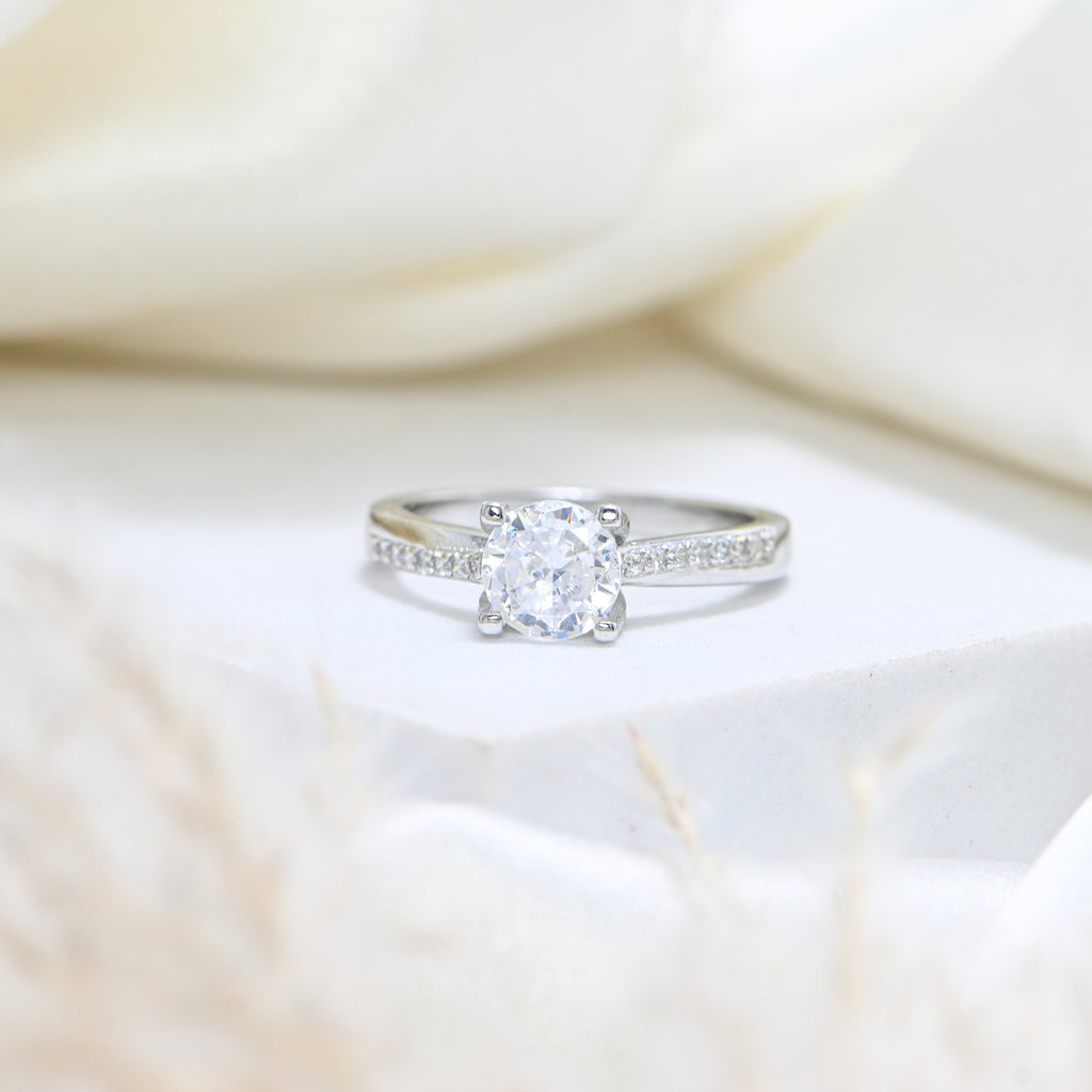 925 Sterling Silver Cubic Zirconia Ring Round Cut CZ Women’s Jewelry Gift for Her