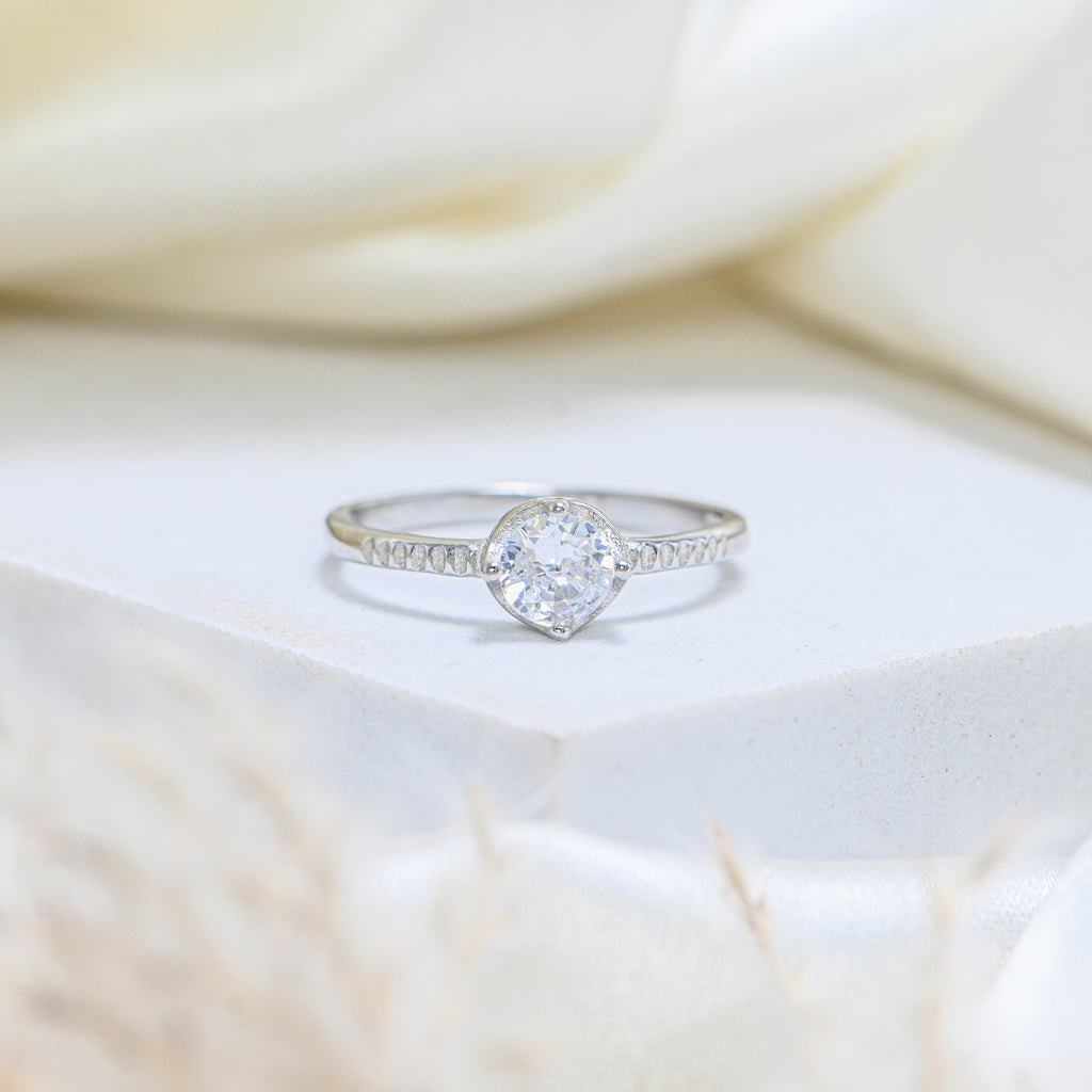 925 Sterling Silver Cubic Zirconia Ring Round Cut CZ Classic Women’s Jewelry Gift for Her