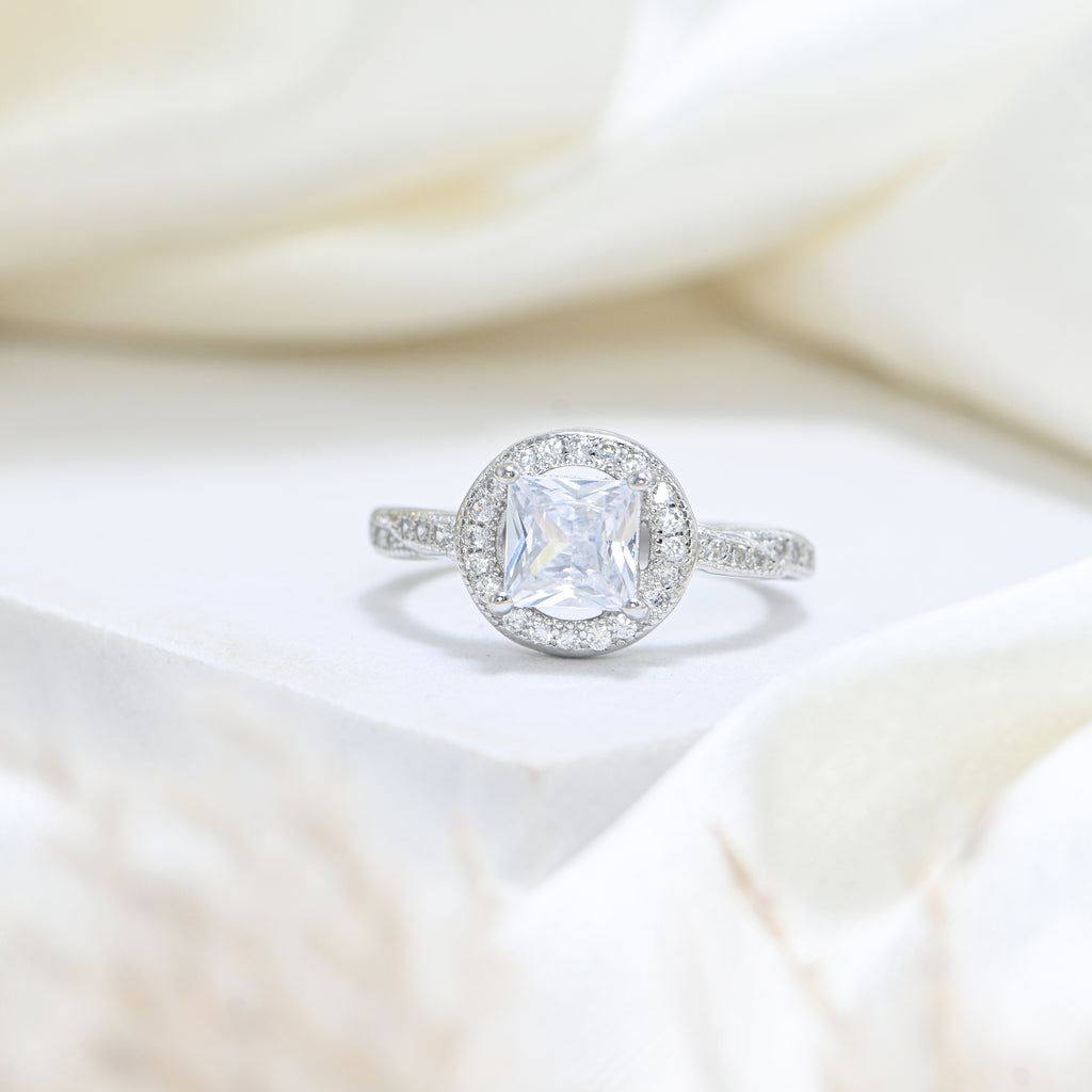 Radiant 925 Sterling Silver Round Cubic Zirconia Ring – Rhodium Plated