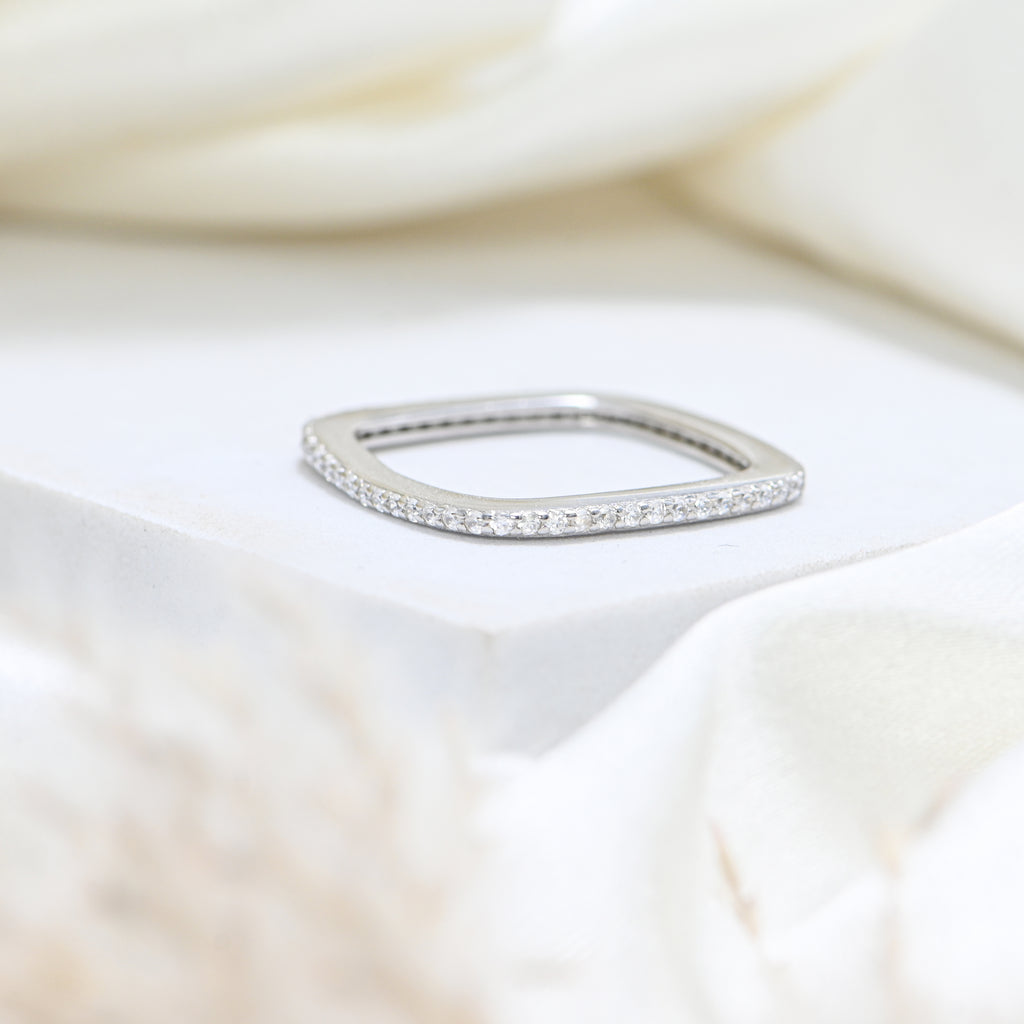 925 Sterling Silver Round CZ Ring with Rhodium Coating