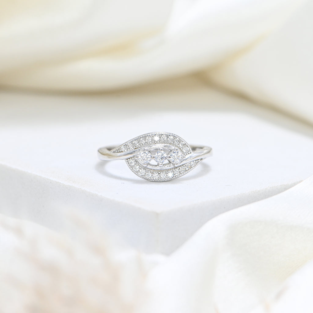 Brilliant 925 Sterling Silver Round Cubic Zirconia Ring | Rhodium Plated