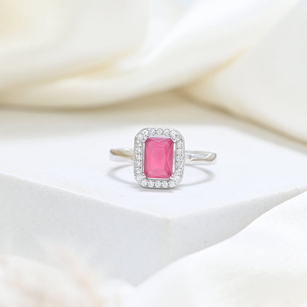 925 Sterling Silver Round Cubic Zirconia Ring | Sparkling CZ | Rhodium Coated