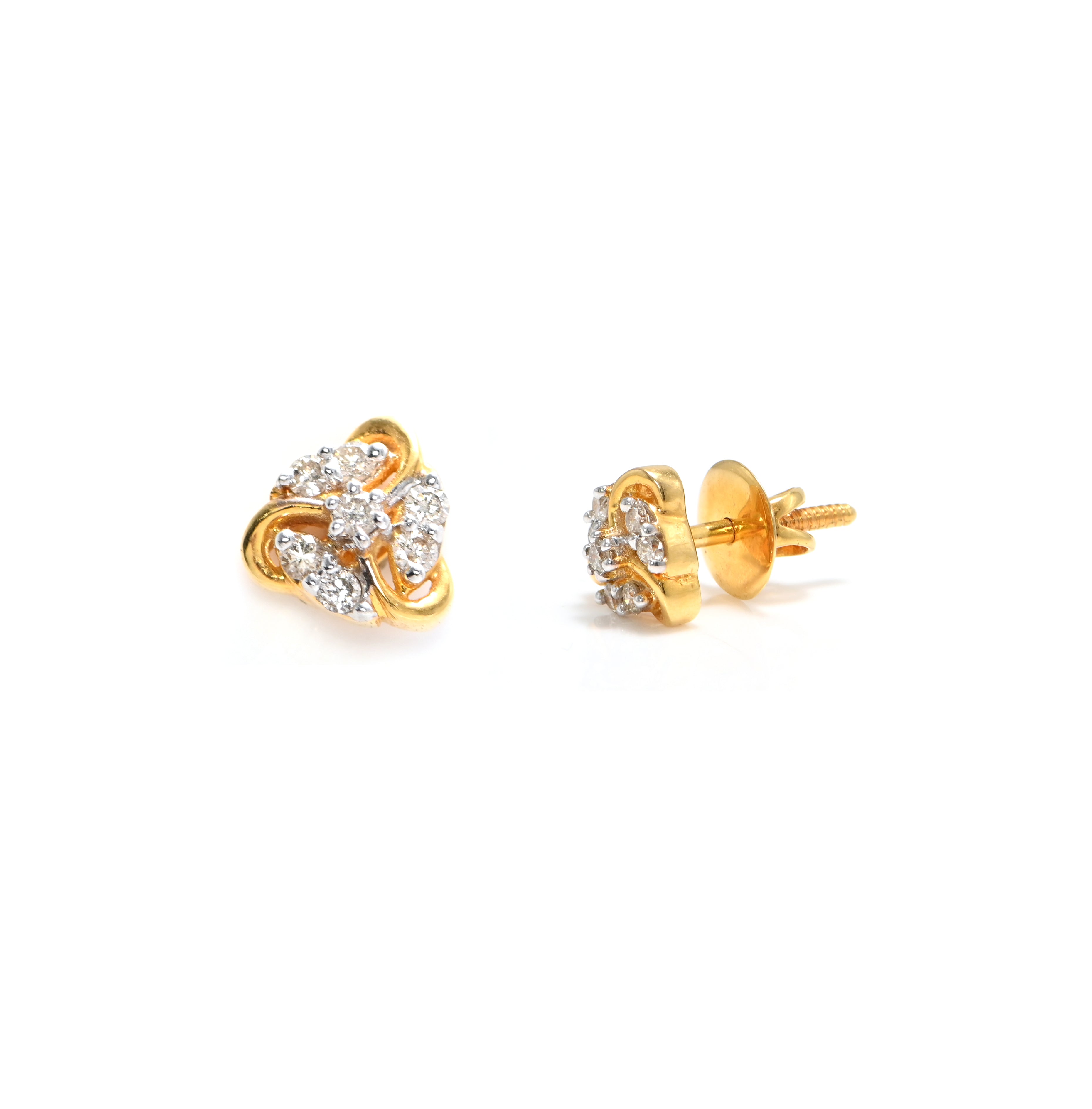 Modern 18KT Gold Diamond Earrings with Round Brilliant Craftsmanship