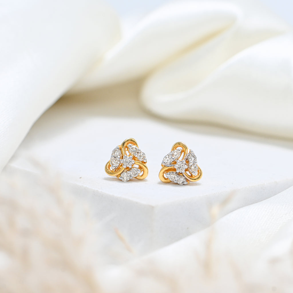 Modern 18KT Gold Diamond Earrings with Round Brilliant Craftsmanship