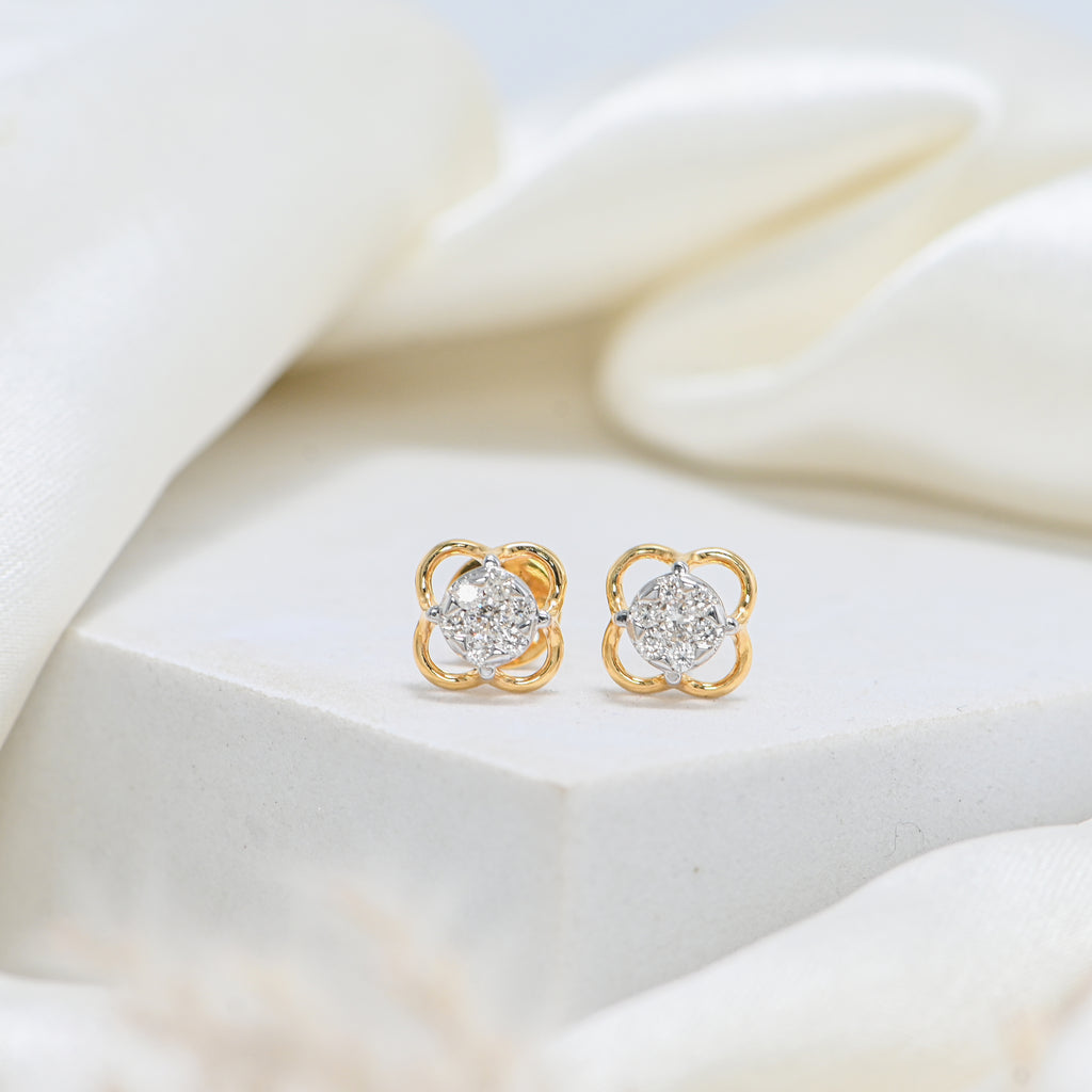 Timeless 18KT Gold Diamond Earrings Featuring Round Brilliant Diamonds