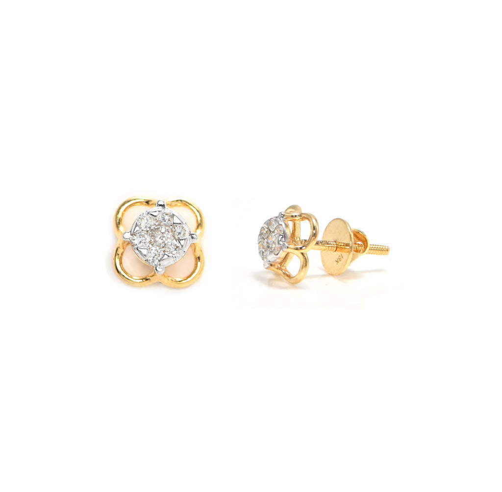 Timeless 18KT Gold Diamond Earrings Featuring Round Brilliant Diamonds